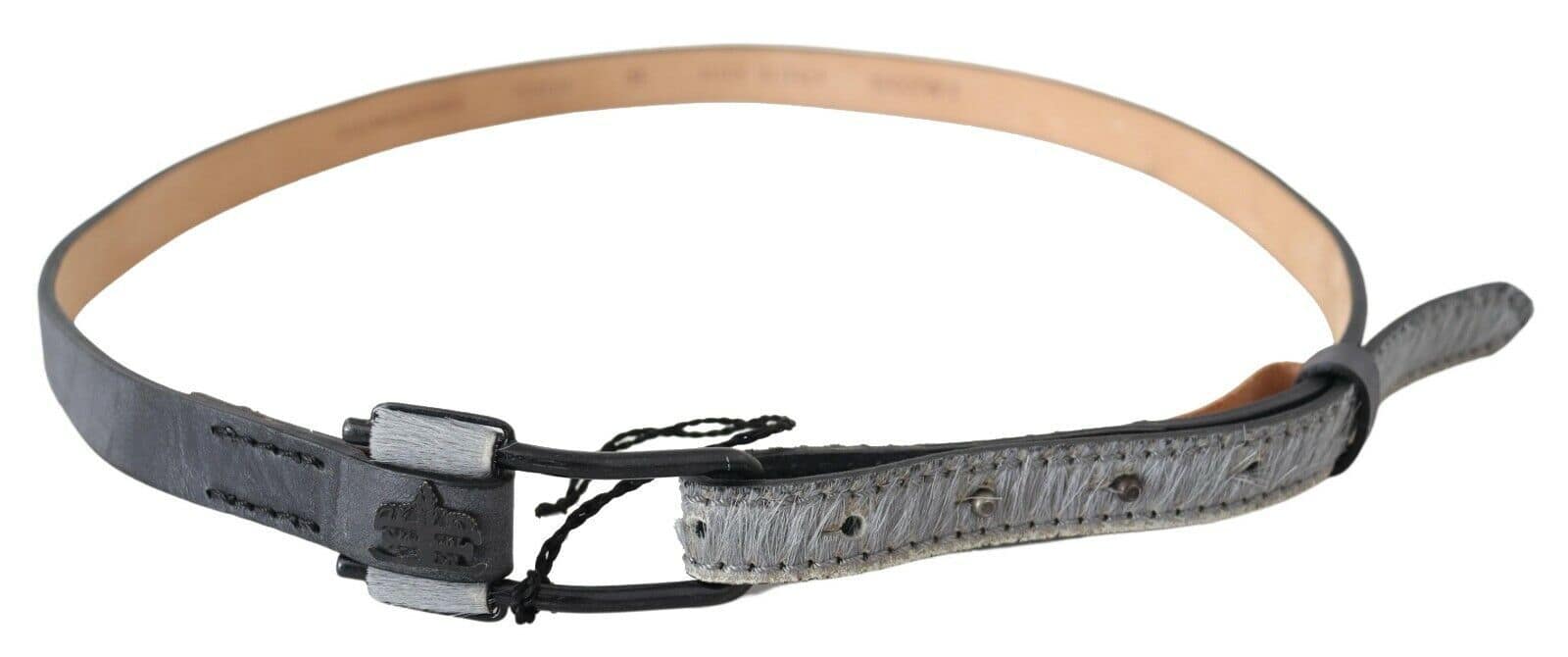 Ermanno Scervino Black Leather Fringes Logo Buckle Belt - Image 3