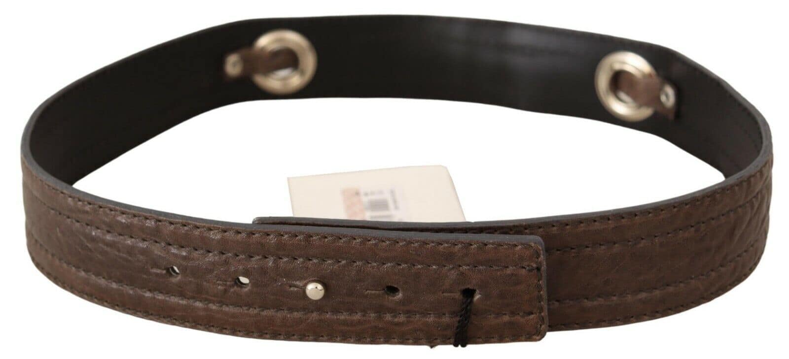 Costume National Brown Leather Silver Fastening Belt - Image 3