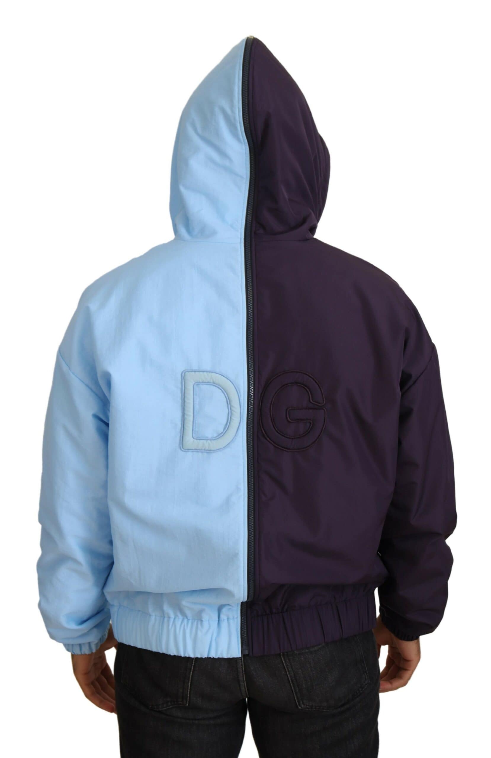 Dolce & Gabbana Black Blue DG Hooded Full Zip Men Jacket - Image 3