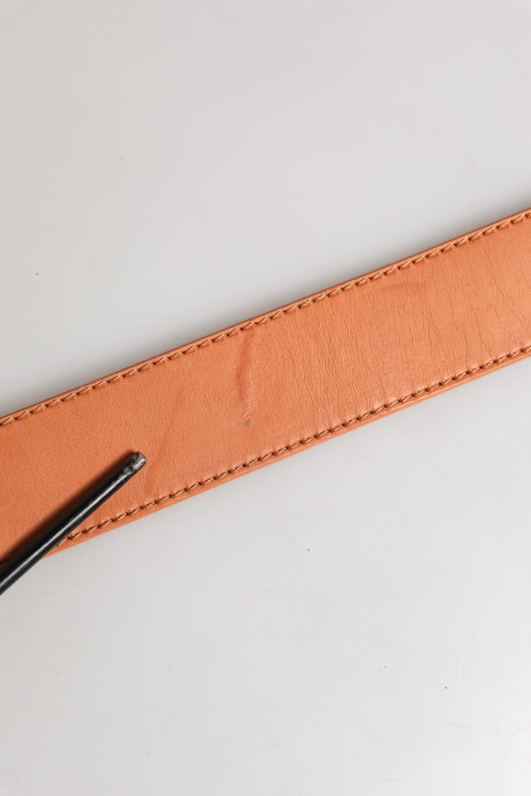 GF Ferre Orange Leather Hexagon Metal Buckle Waist Women Belt - Image 8