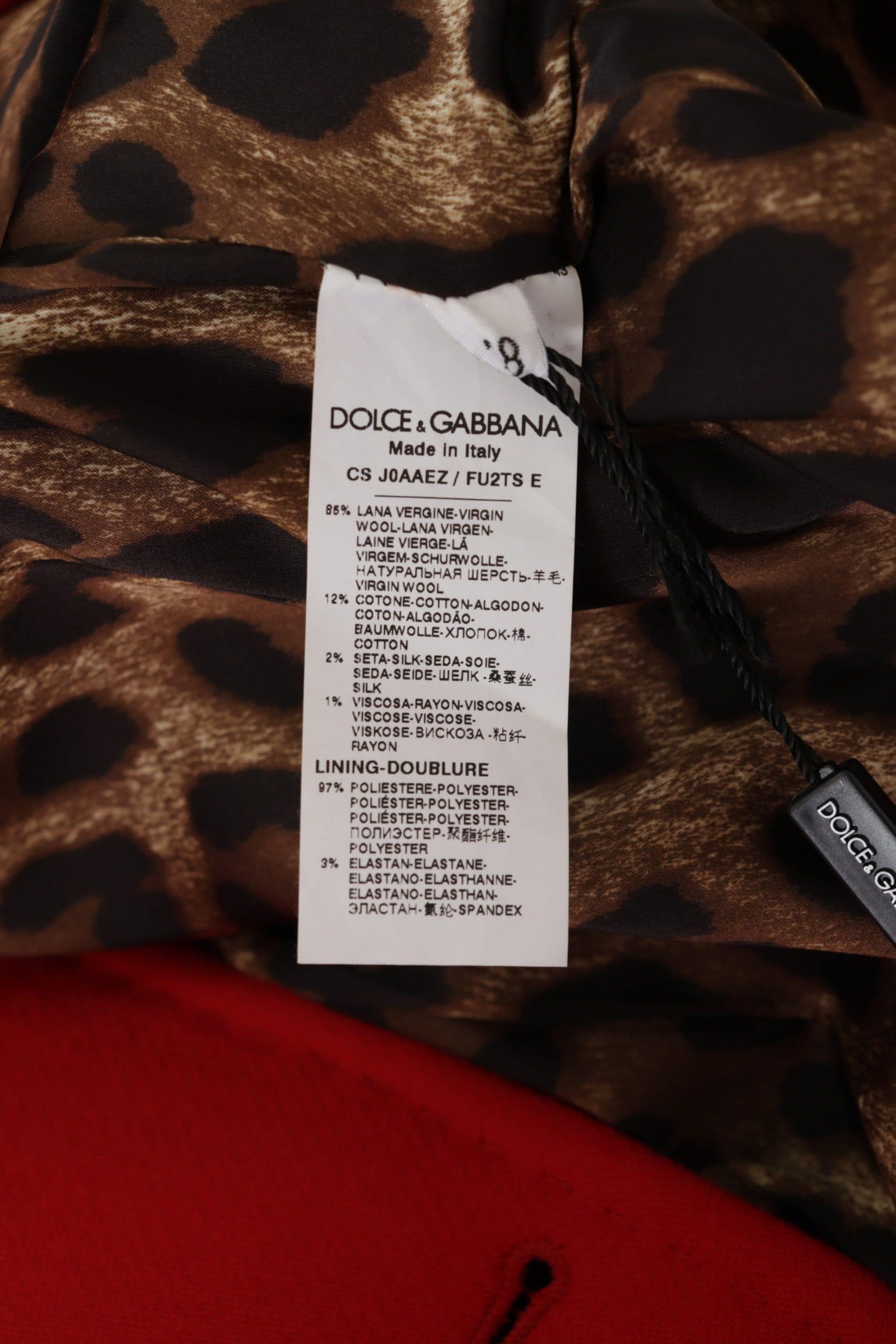 Dolce & Gabbana Red Leopard Wool Trenchcoat Jacket - Image 6