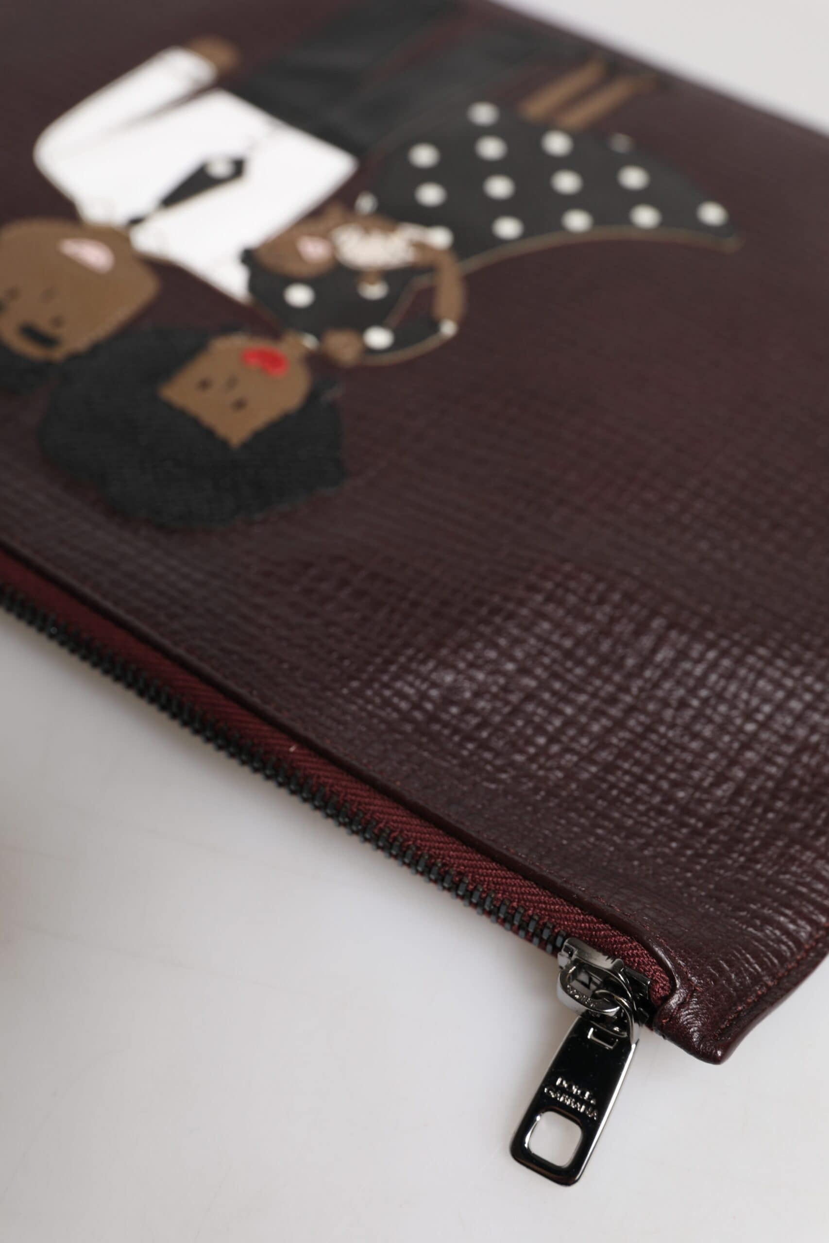 Dolce & Gabbana Brown Leather #DGFAMILY Embellished Men Clutch Pouch Bag - Image 5