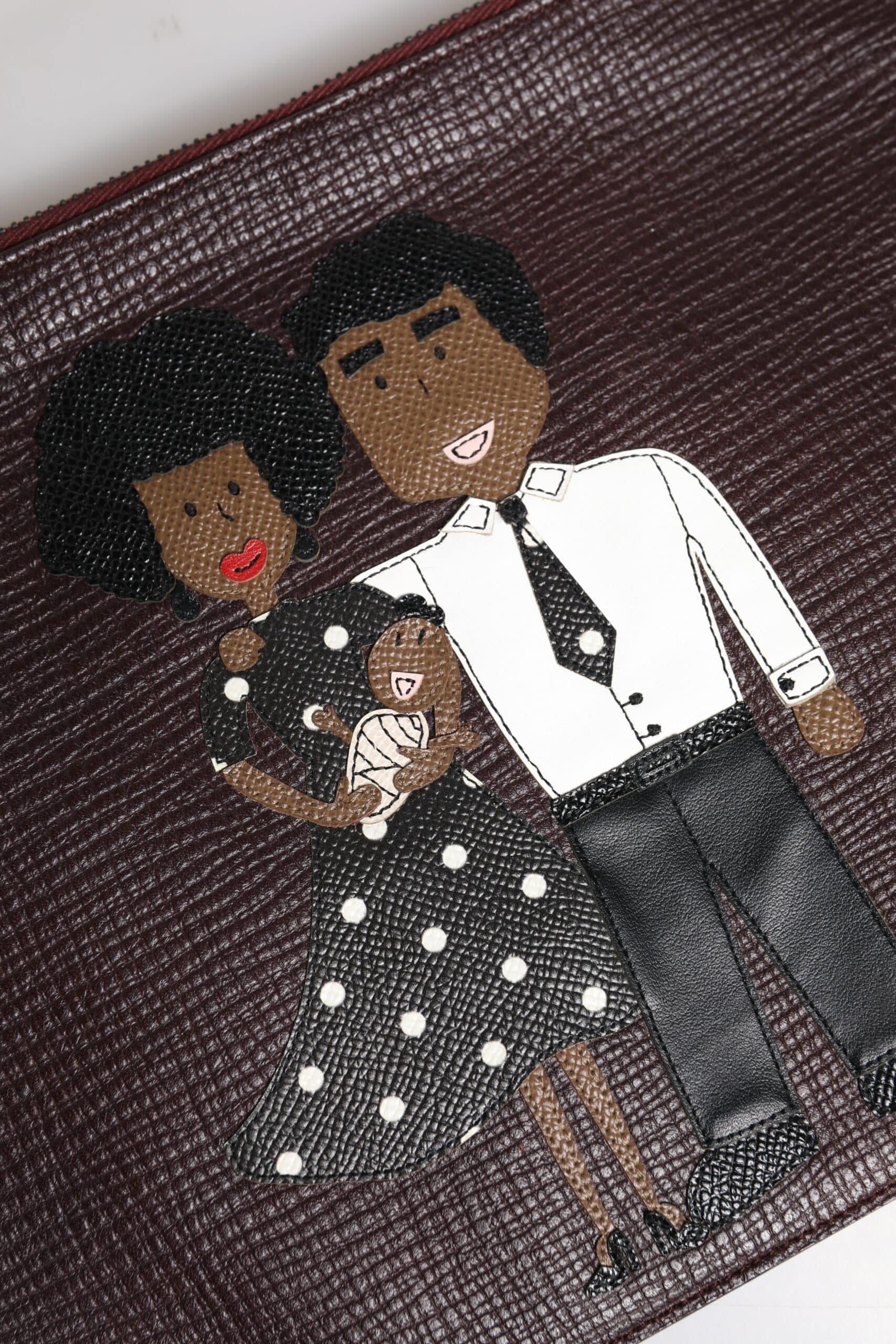 Dolce & Gabbana Brown Leather #DGFAMILY Embellished Men Clutch Pouch Bag - Image 6