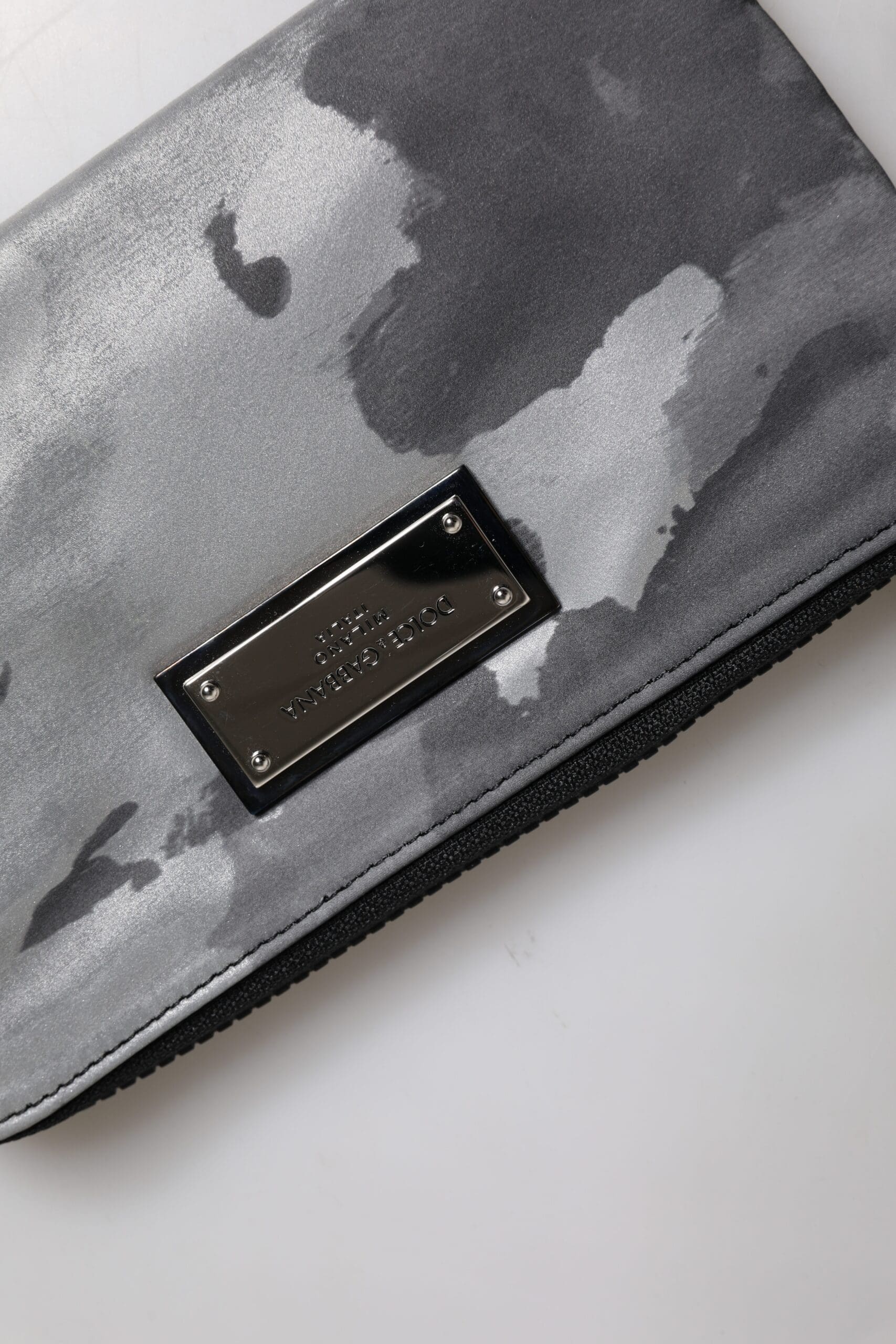Dolce & Gabbana Black Gray Camouflage Logo Plaque Keyring Pouch Bag - Image 5