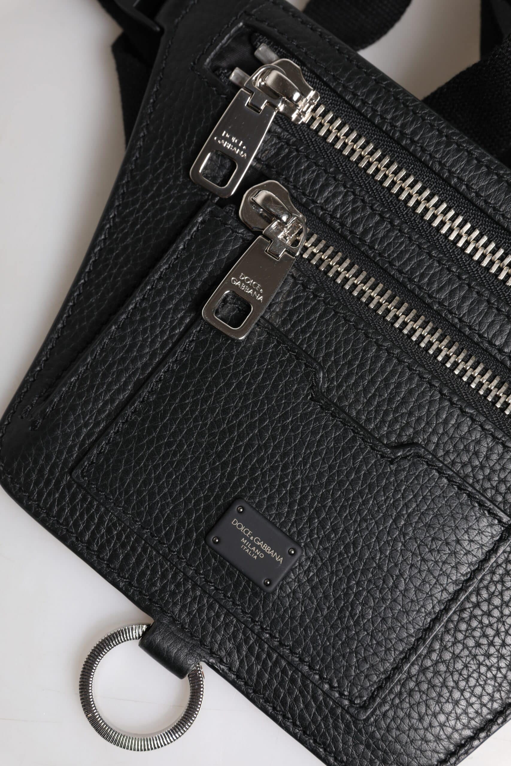 Dolce & Gabbana Black Calfskin Logo Plaque Belt Waist Men Fanny Pack Bag - Image 6