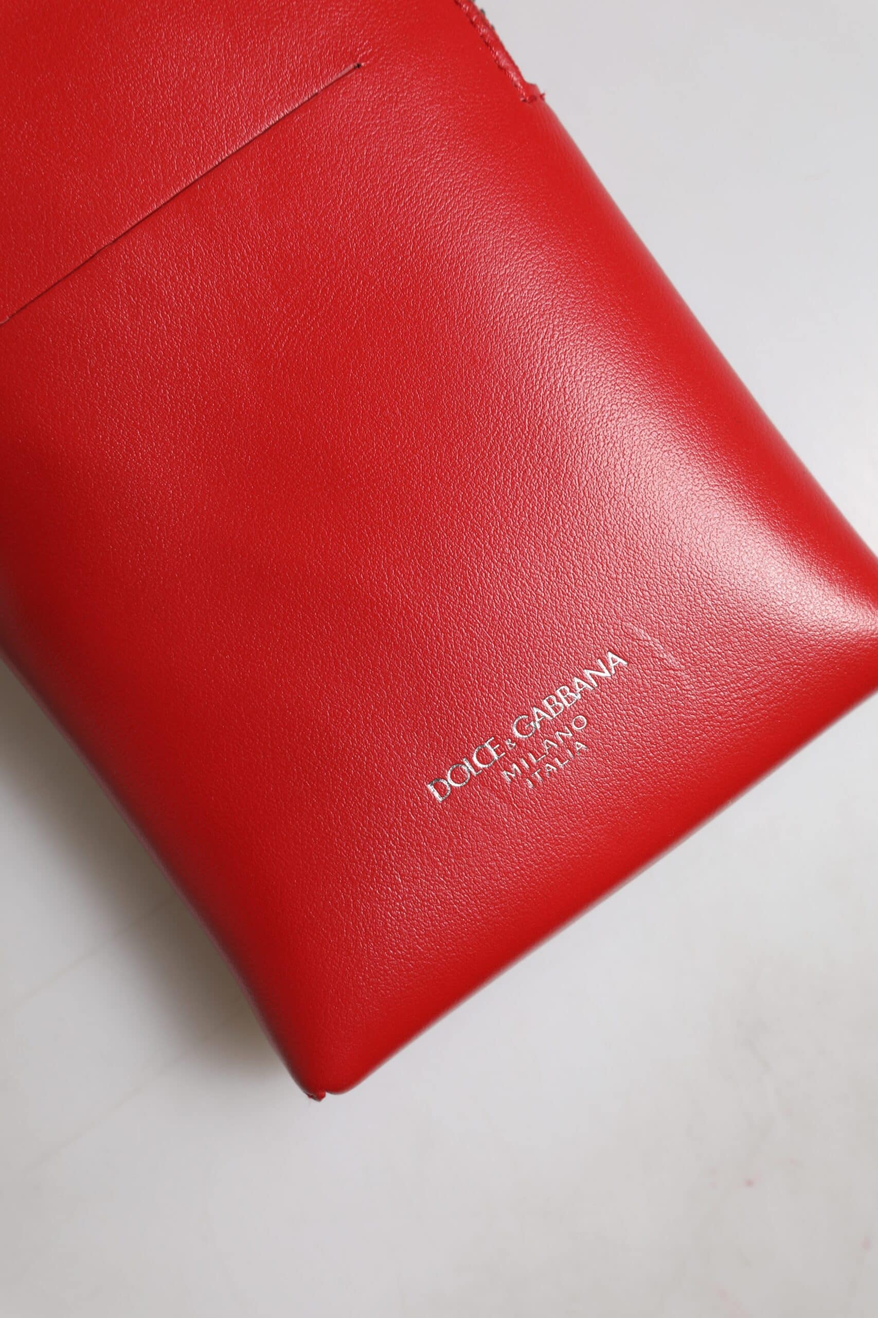 Dolce & Gabbana Red Leather Purse Phone Sling Crossbody Neck Strap Bag - Image 5