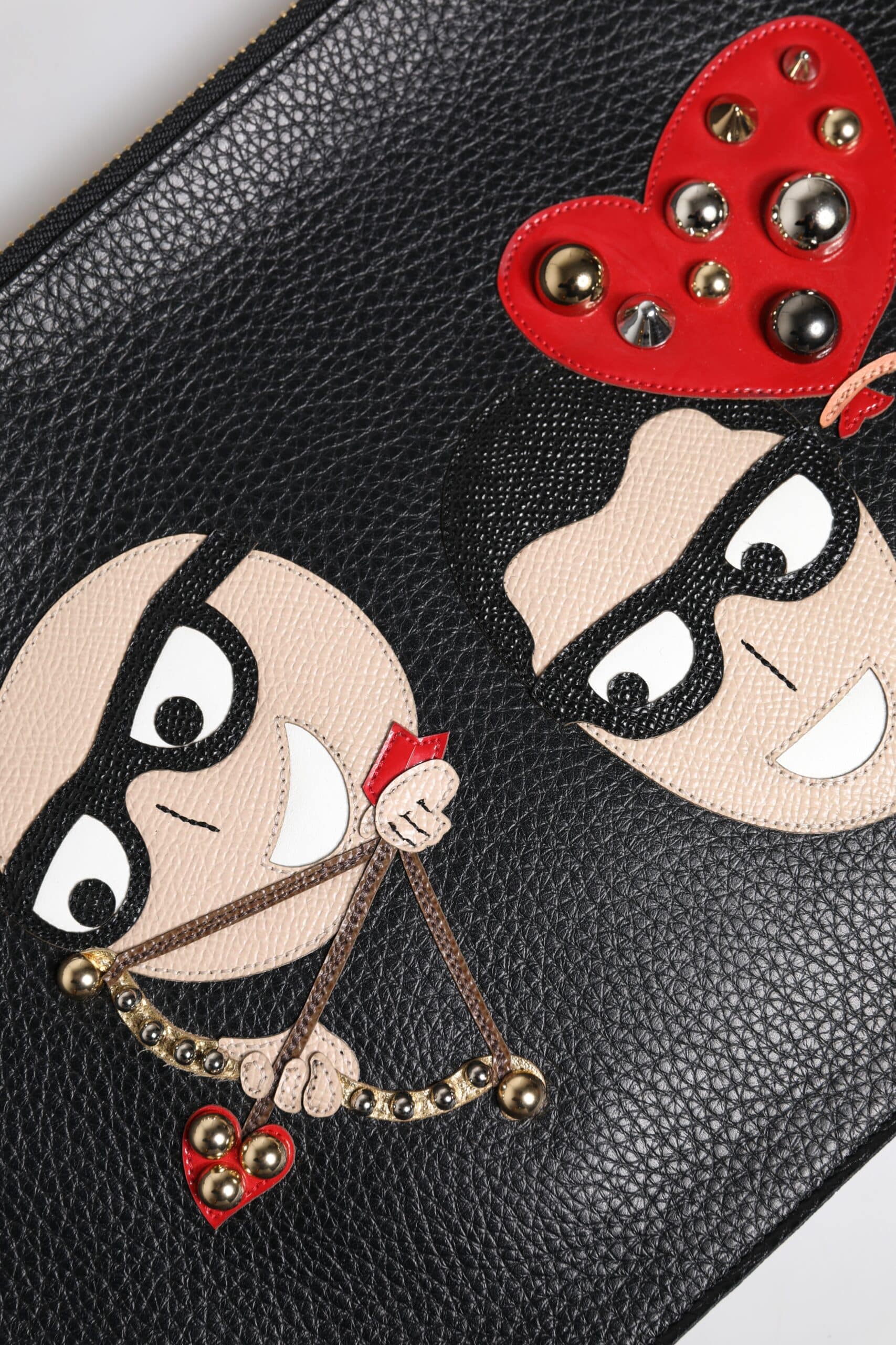 Dolce & Gabbana Black #DGFamily Embellished Leather Clutch Bag - Image 7