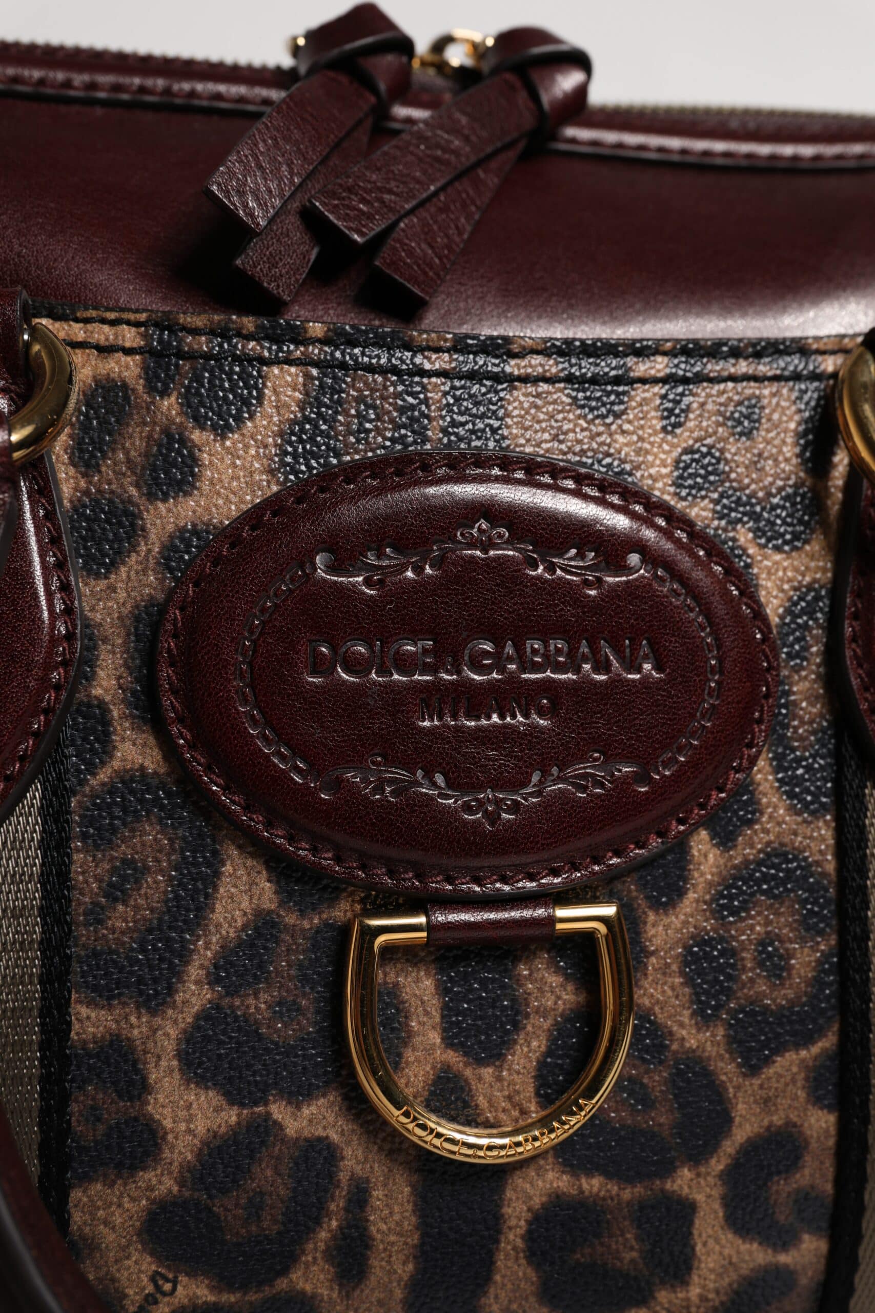 Dolce & Gabbana Brown Leopard Leather Shoulder Strap Duffle Bag - Image 6