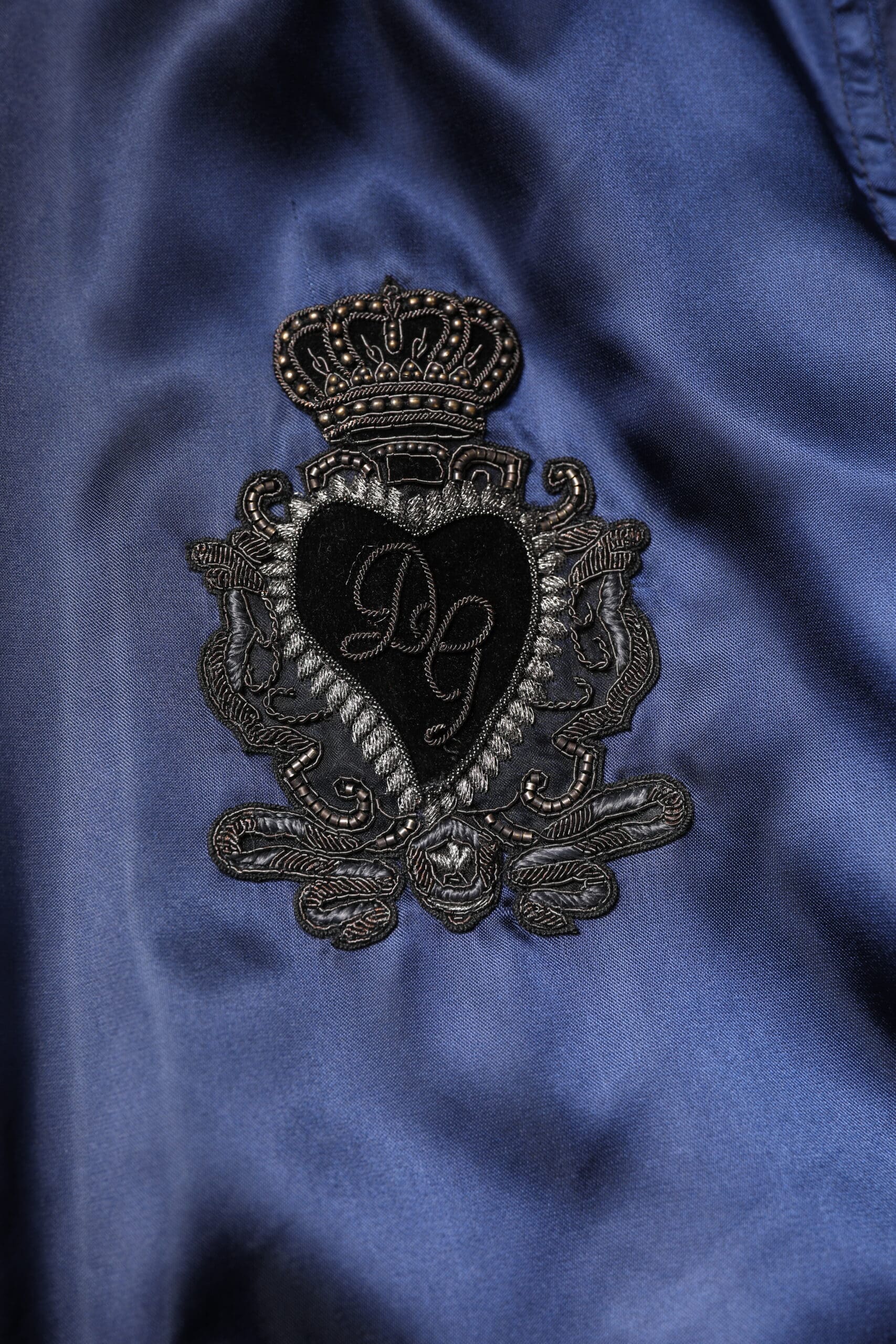 Dolce & Gabbana Blue Nylon DG Crown Full Zip Bomber Jacket - Image 6