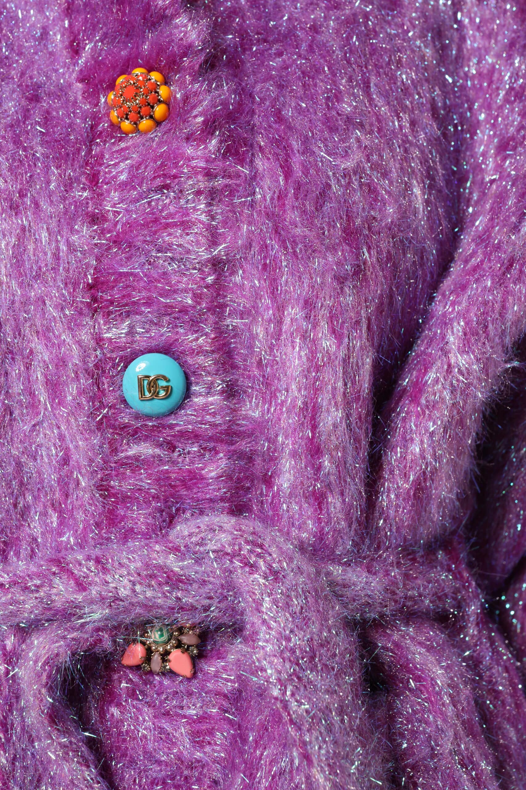 Dolce & Gabbana Purple Button Embellished Trench Coat Jacket - Image 6