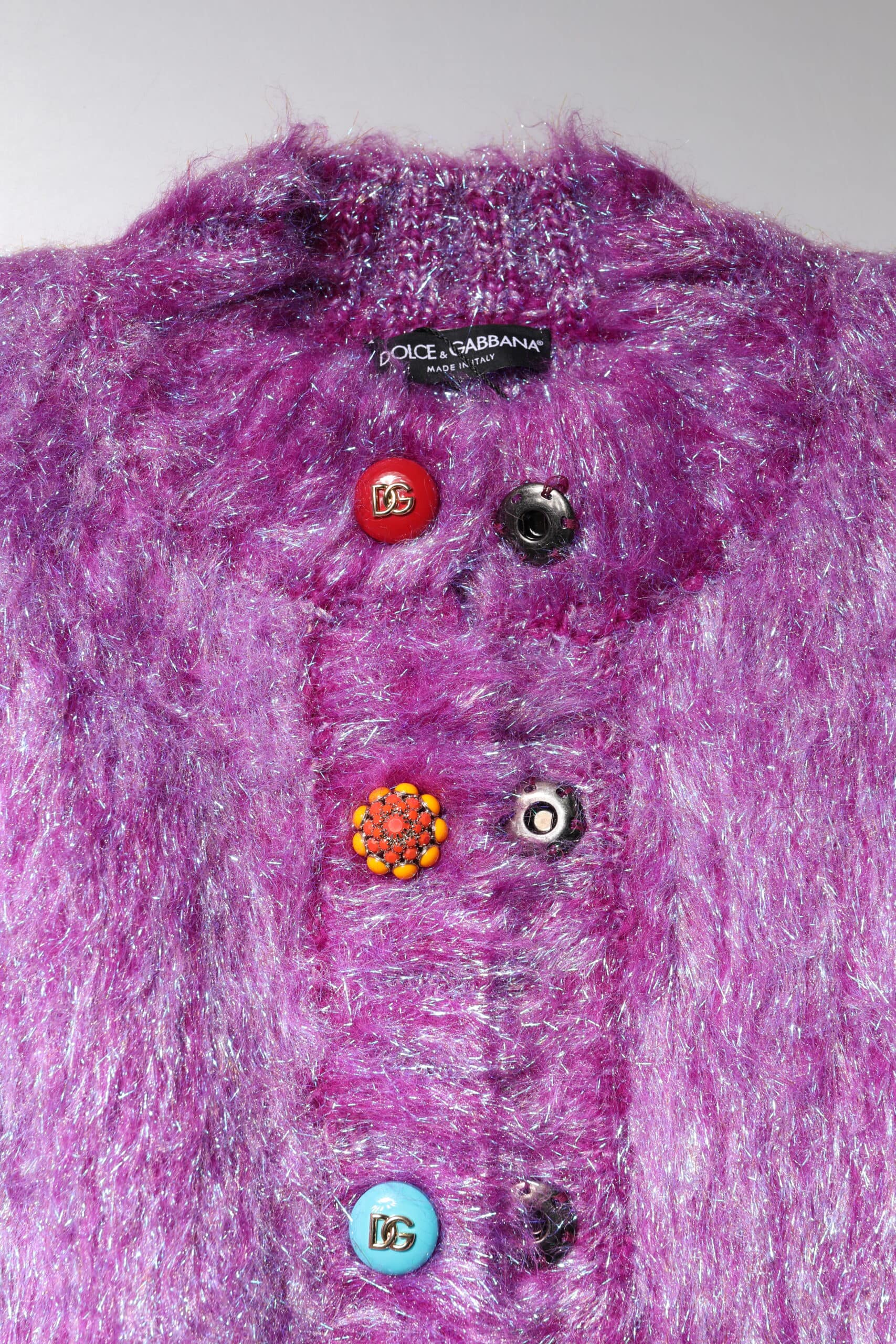 Dolce & Gabbana Purple Button Embellished Trench Coat Jacket - Image 7