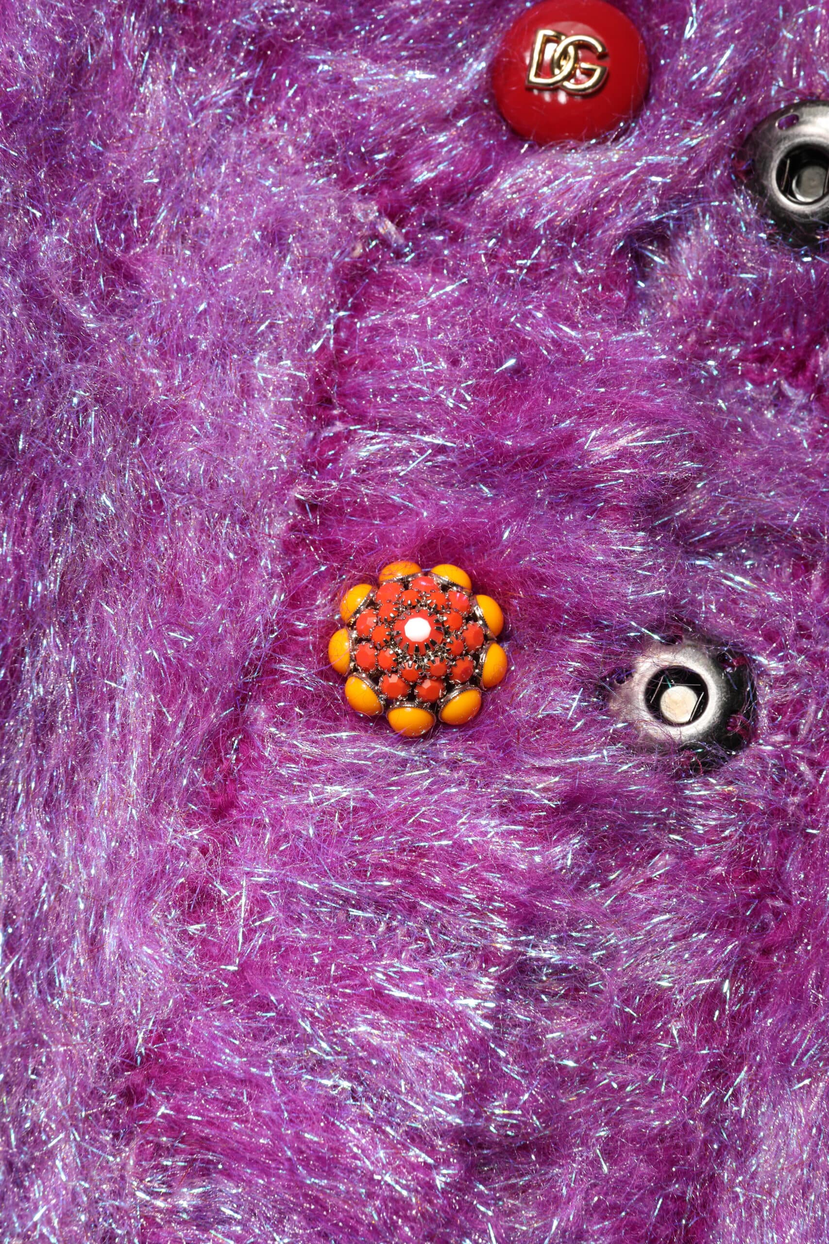 Dolce & Gabbana Purple Button Embellished Trench Coat Jacket - Image 8