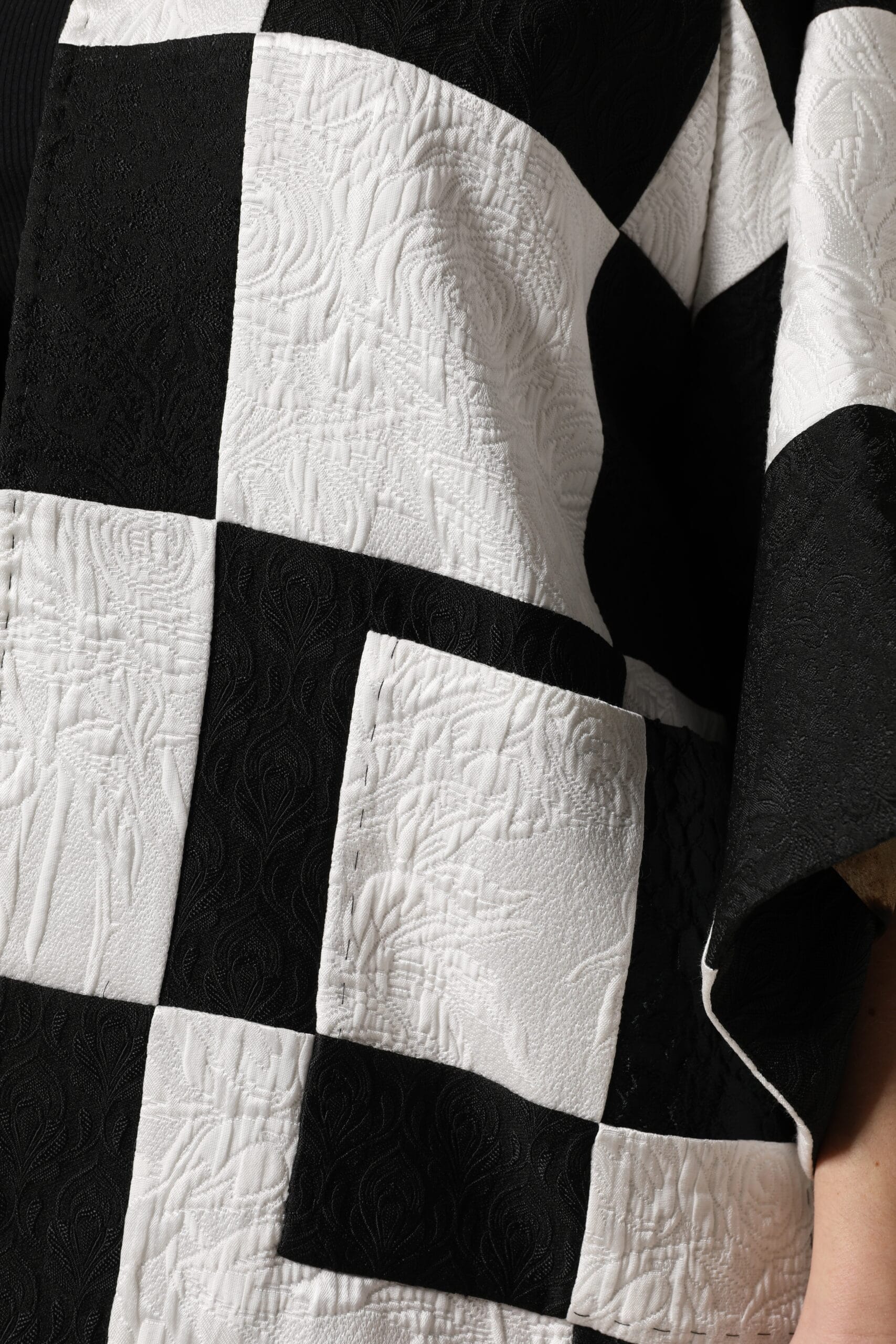 Dolce & Gabbana White Black Patchwork Jacquard Blazer Jacket - Image 7