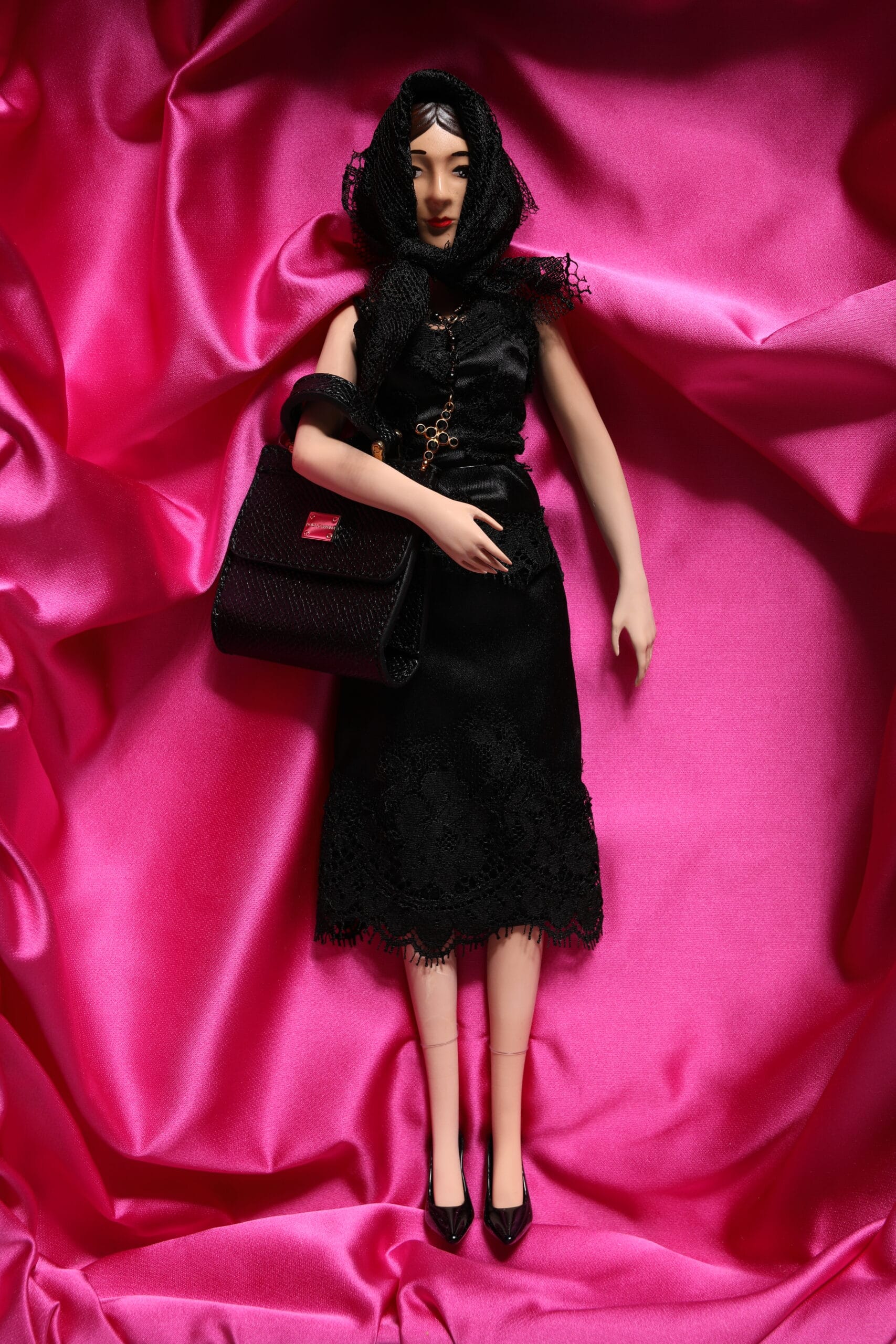 Dolce & Gabbana Black Dress Ceramic Porcelain Fashion Leather Sicily Dolls - Image 7