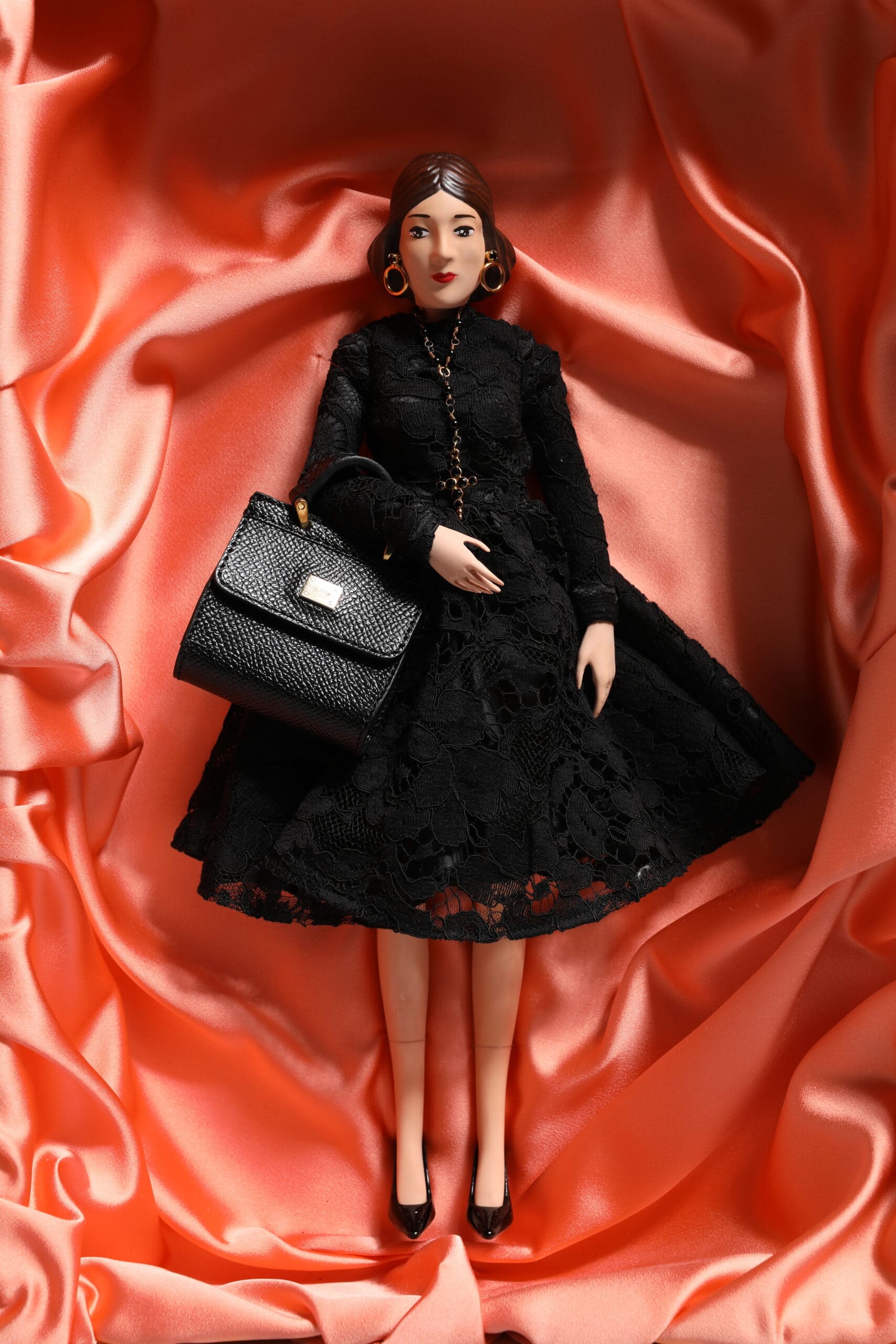 Dolce & Gabbana Black Dress Ceramic Porcelain Fashion Leather Sicily Dolls - Image 6