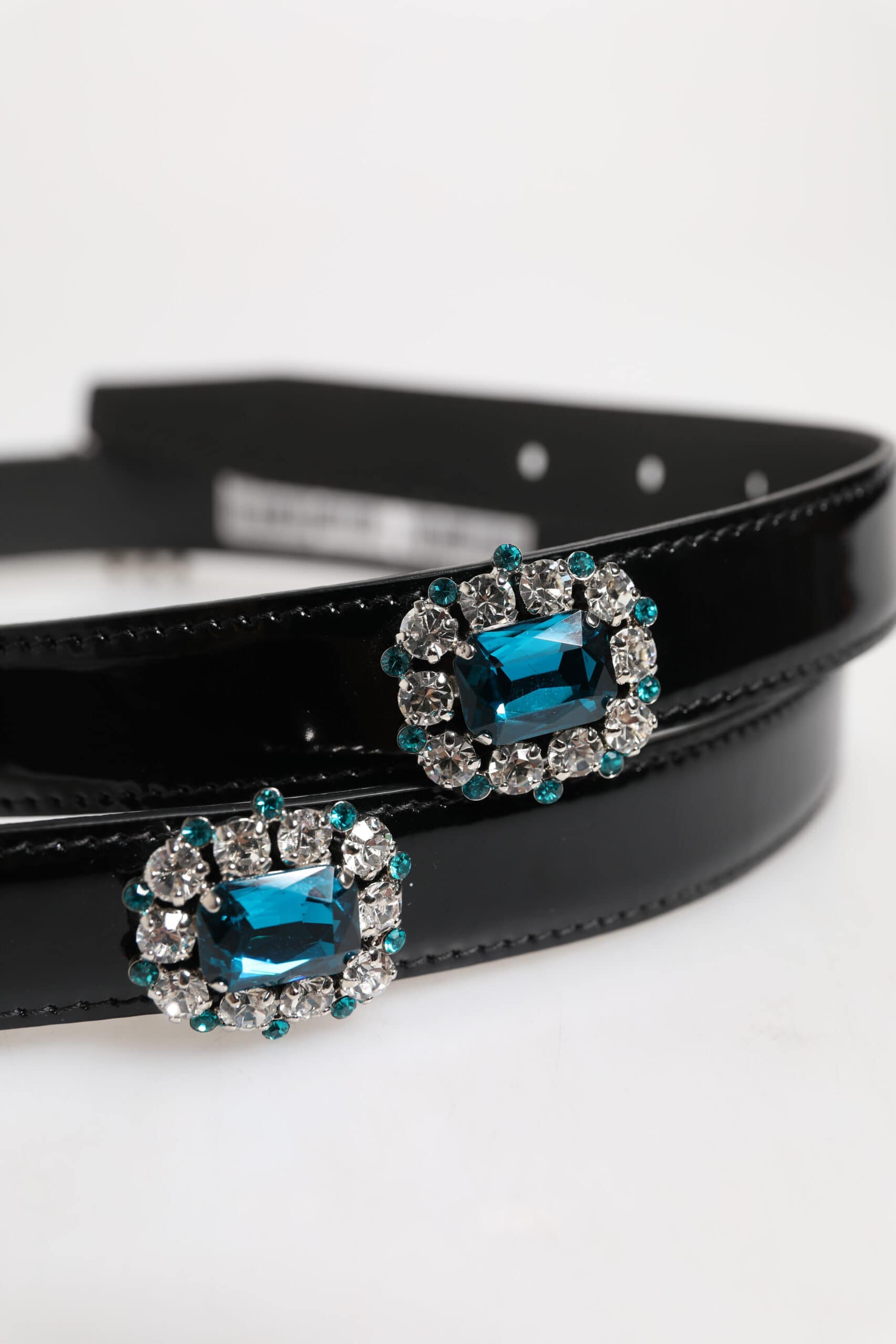 Dolce & Gabbana Black Embellished Metal Logo Buckle Belt - Image 6