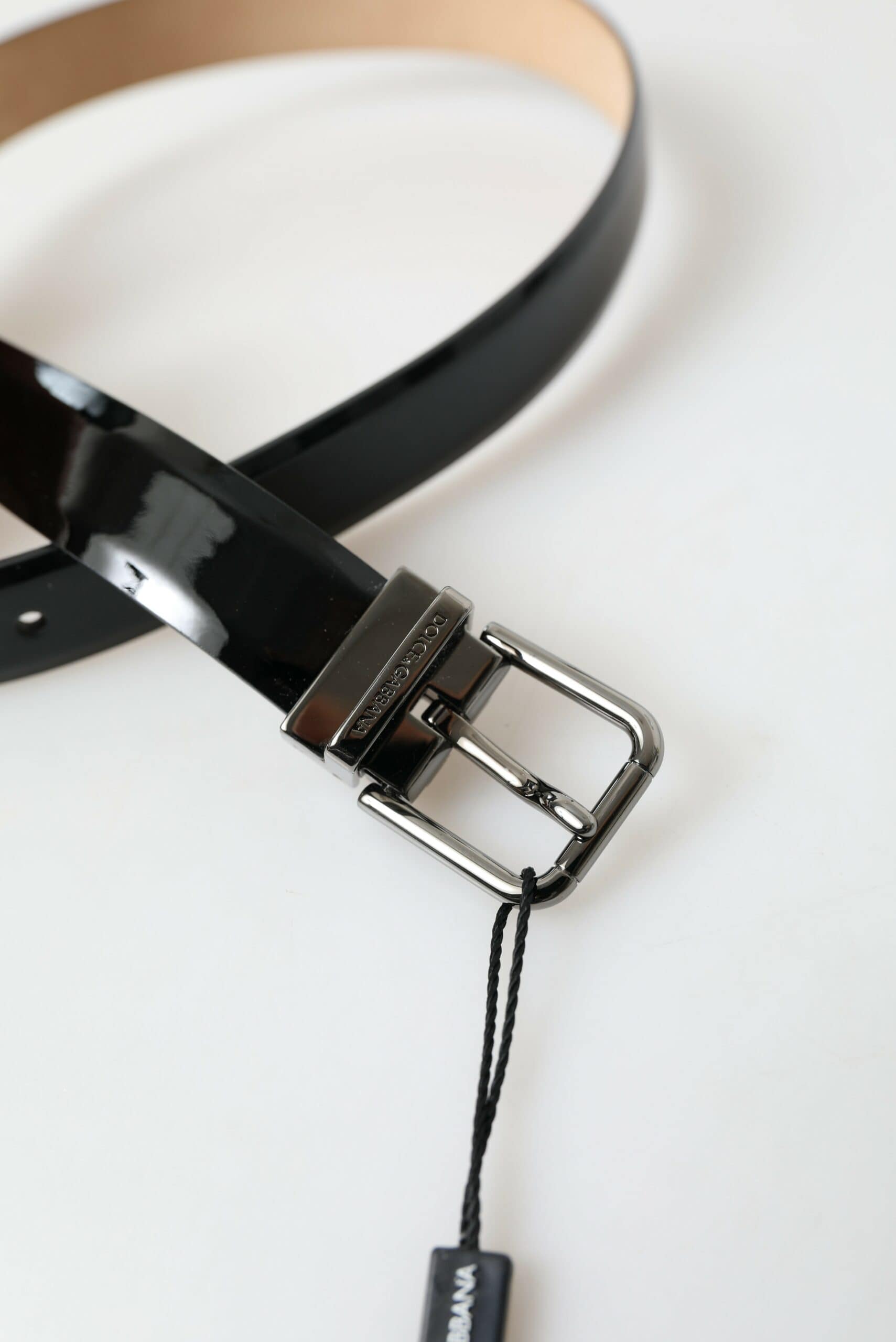 Dolce & Gabbana Black Calf Leather Metal Buckle Men Belt - Image 2