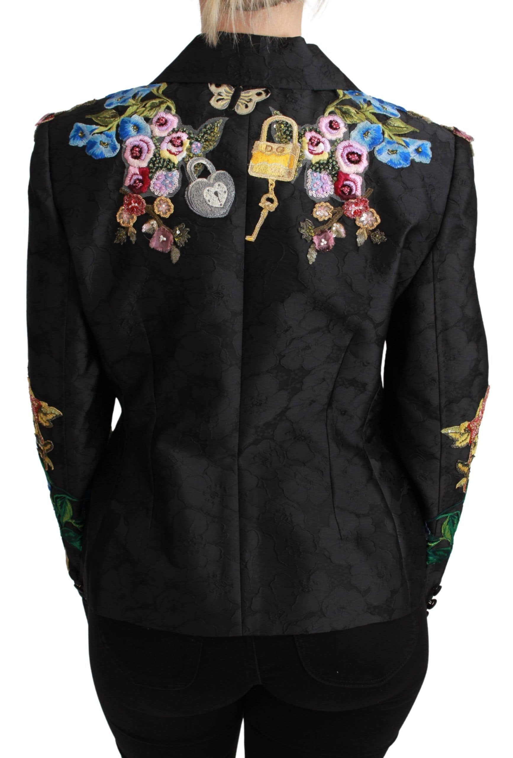 Dolce & Gabbana Black Brocade Crystal Blazer Jacket - Image 4