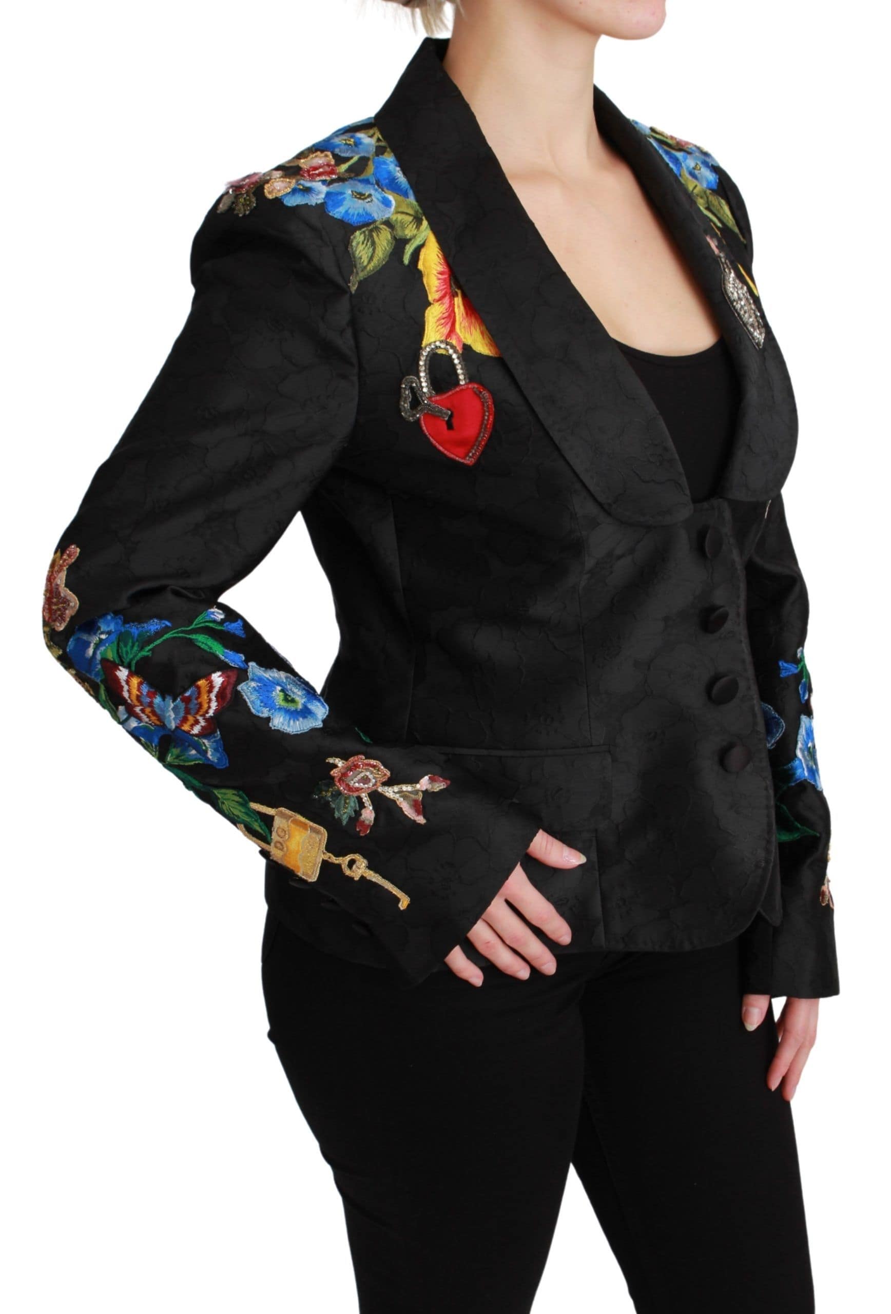 Dolce & Gabbana Black Brocade Crystal Blazer Jacket - Image 2