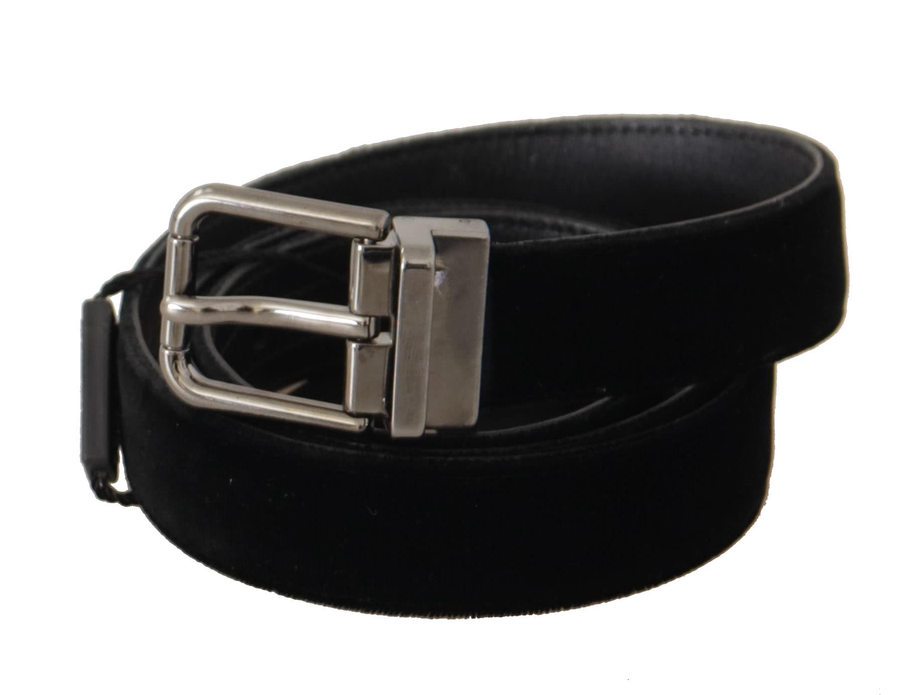Dolce & Gabbana Black Cotton Silver Tone Metal Buckle Belt - Image 2