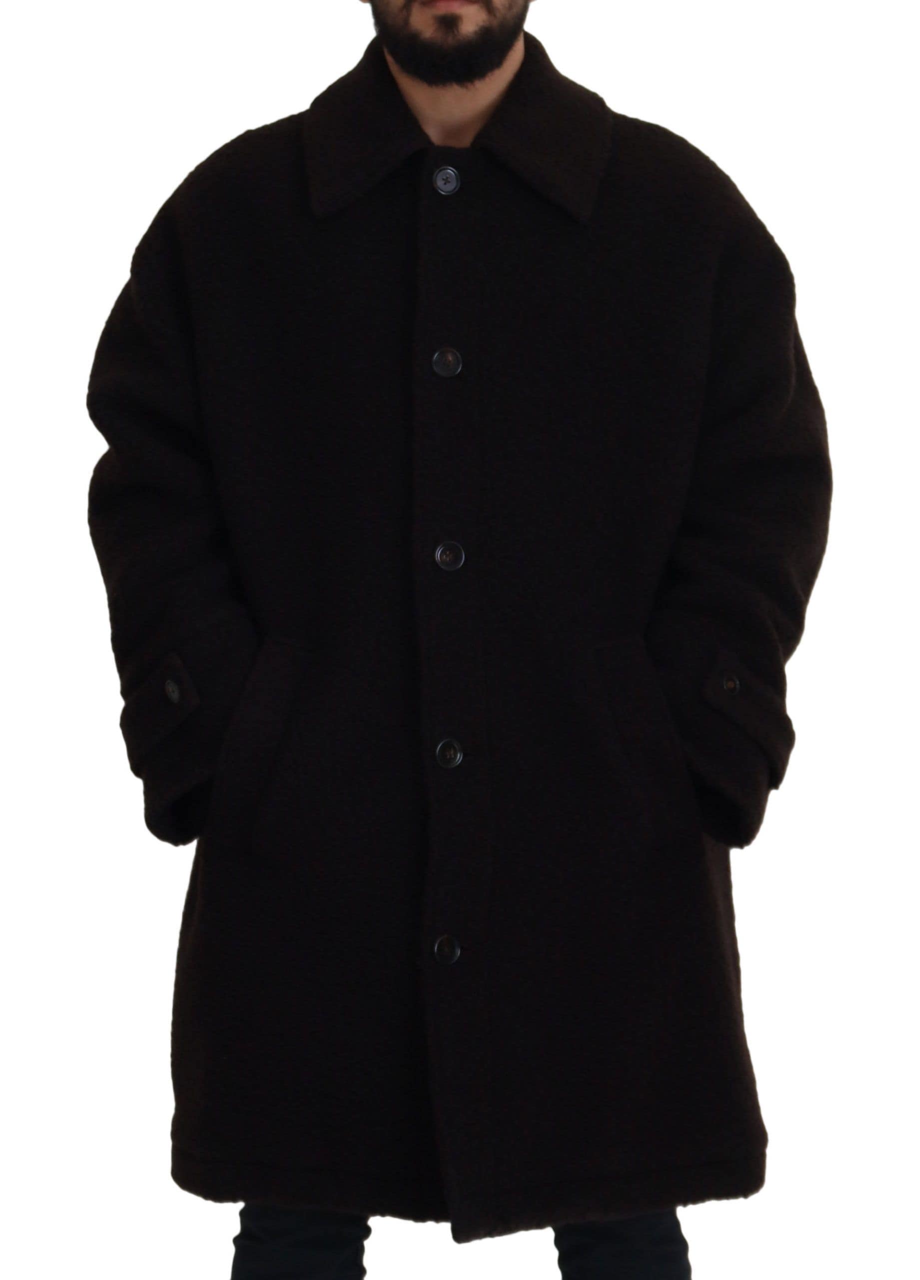 Dolce & Gabbana Black Alpaca Button Down Trench Coat Jacket - Image 4