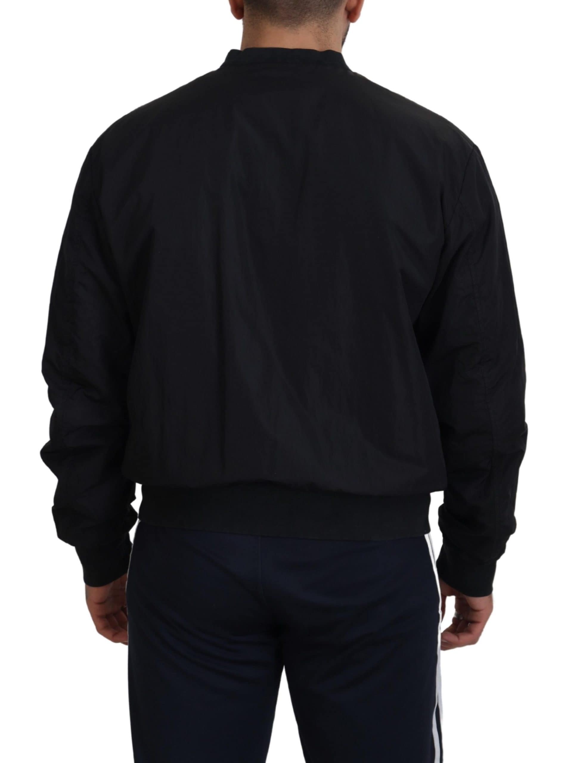 Dolce & Gabbana Black Nylon Logo Bomber Zipper Jacket - Image 3