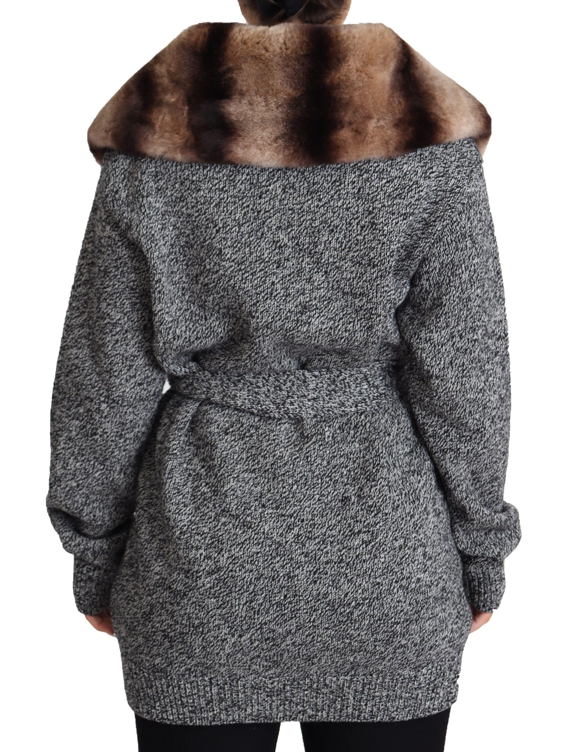 Dolce & Gabbana Gray Cardigan Fur Coat Cashmere Jacket - Image 3