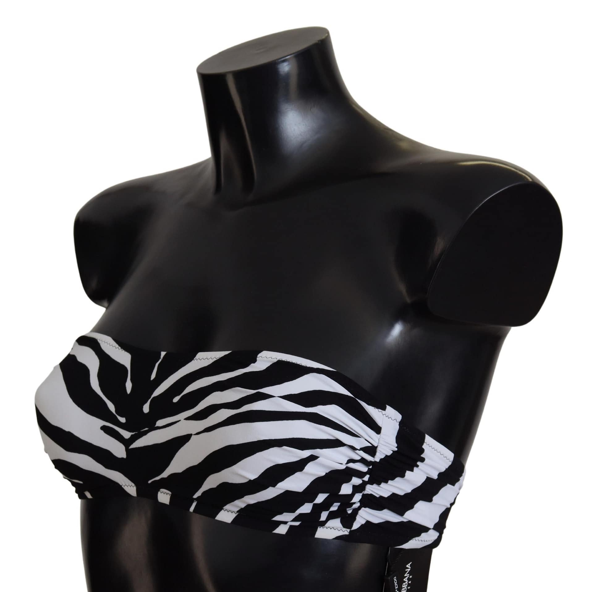 Dolce & Gabbana Black White Zebra Bandeau Swimwear Bikini Top - Image 4
