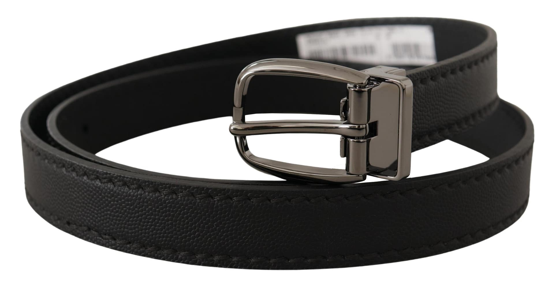 Dolce & Gabbana Black Leather Metal Logo Buckle Belt - Image 3