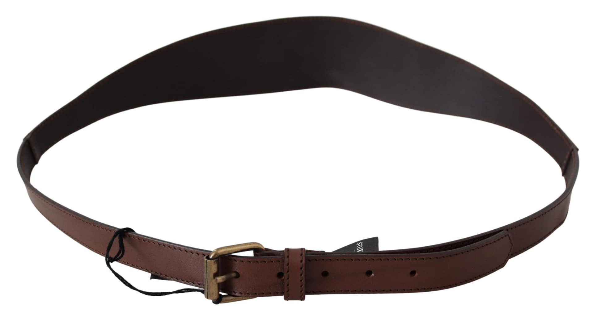 PLEIN SUD Brown Leather Gold Metal Buckle Belt - Image 2