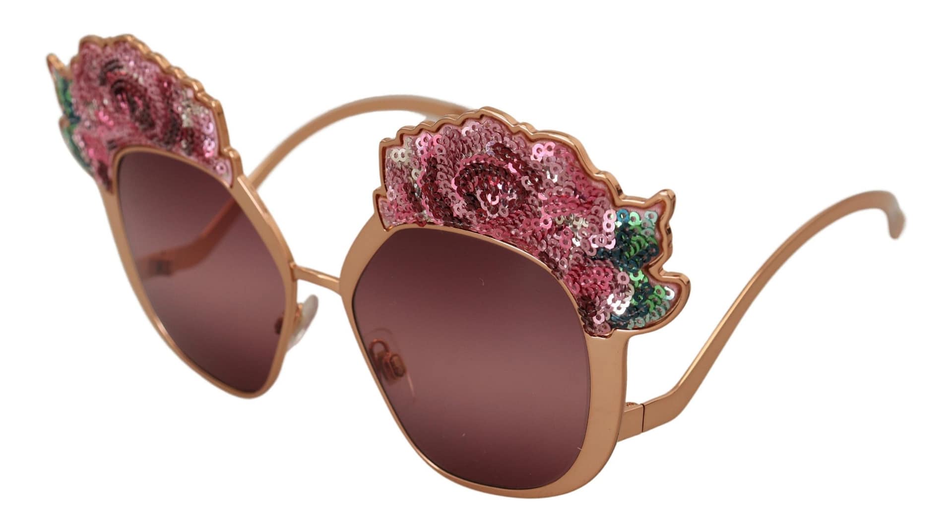 Dolce & Gabbana Pink Gold Rose Sequin Embroidery DG2202 Sunglasses - Image 3