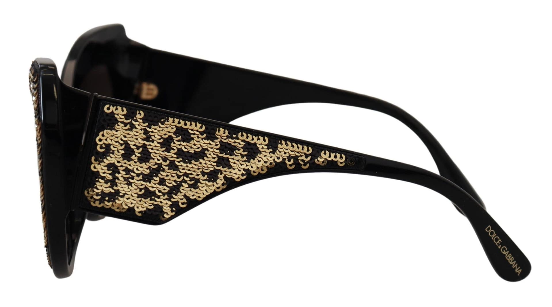 Dolce & Gabbana Black Gold Sequin Butterfly Polarized DG4326 Sunglasses - Image 3