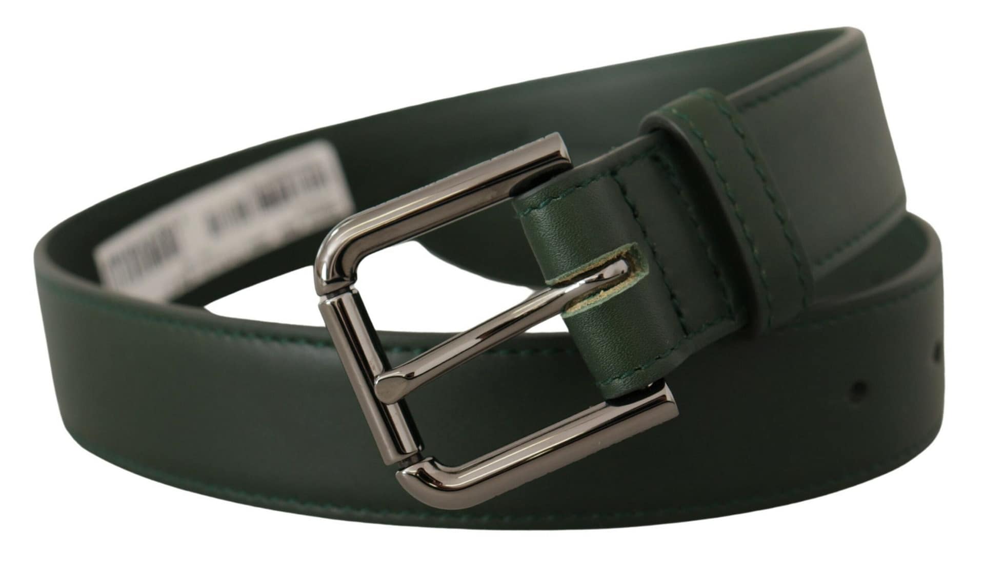Dolce & Gabbana Army Green Leather Logo Metal Waist Buckle Belt - Image 2