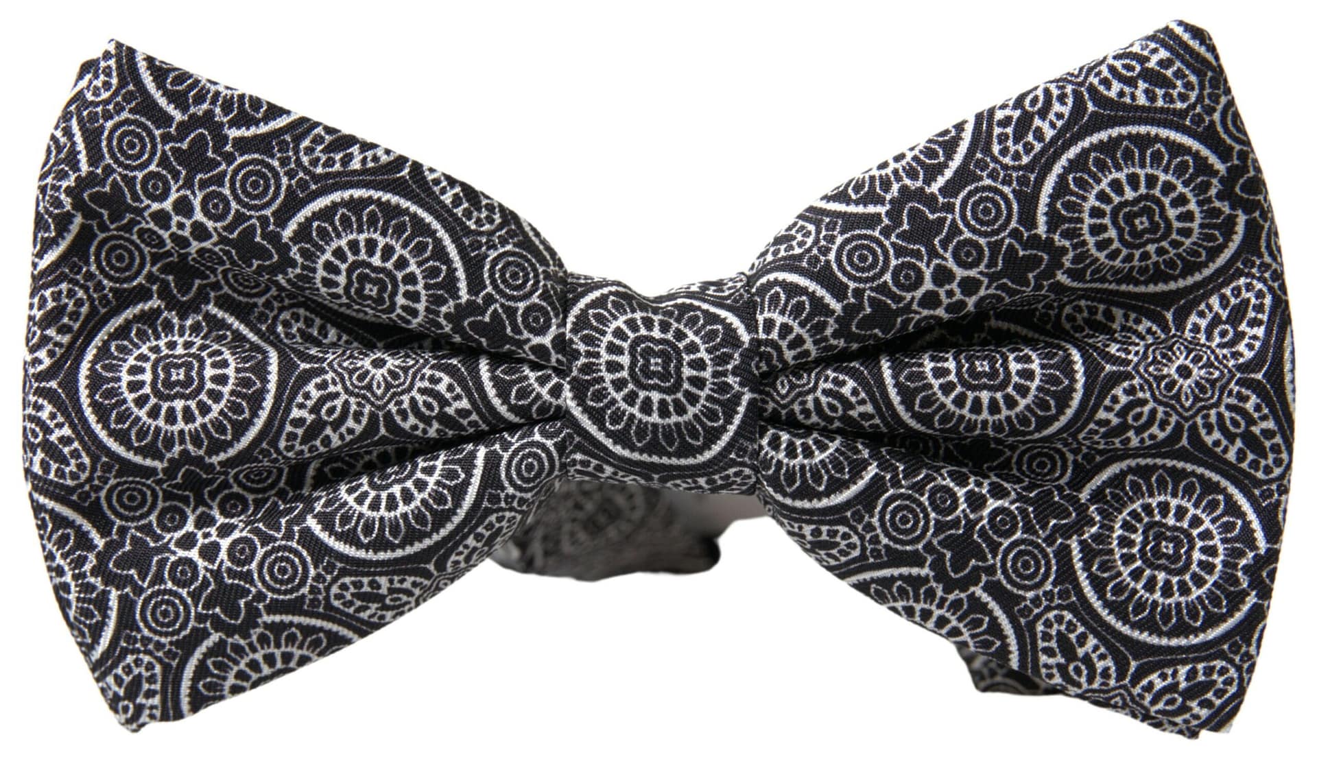 Dolce & Gabbana Black White Pattern Adjustable Neck Papillon Bow Tie - Image 3