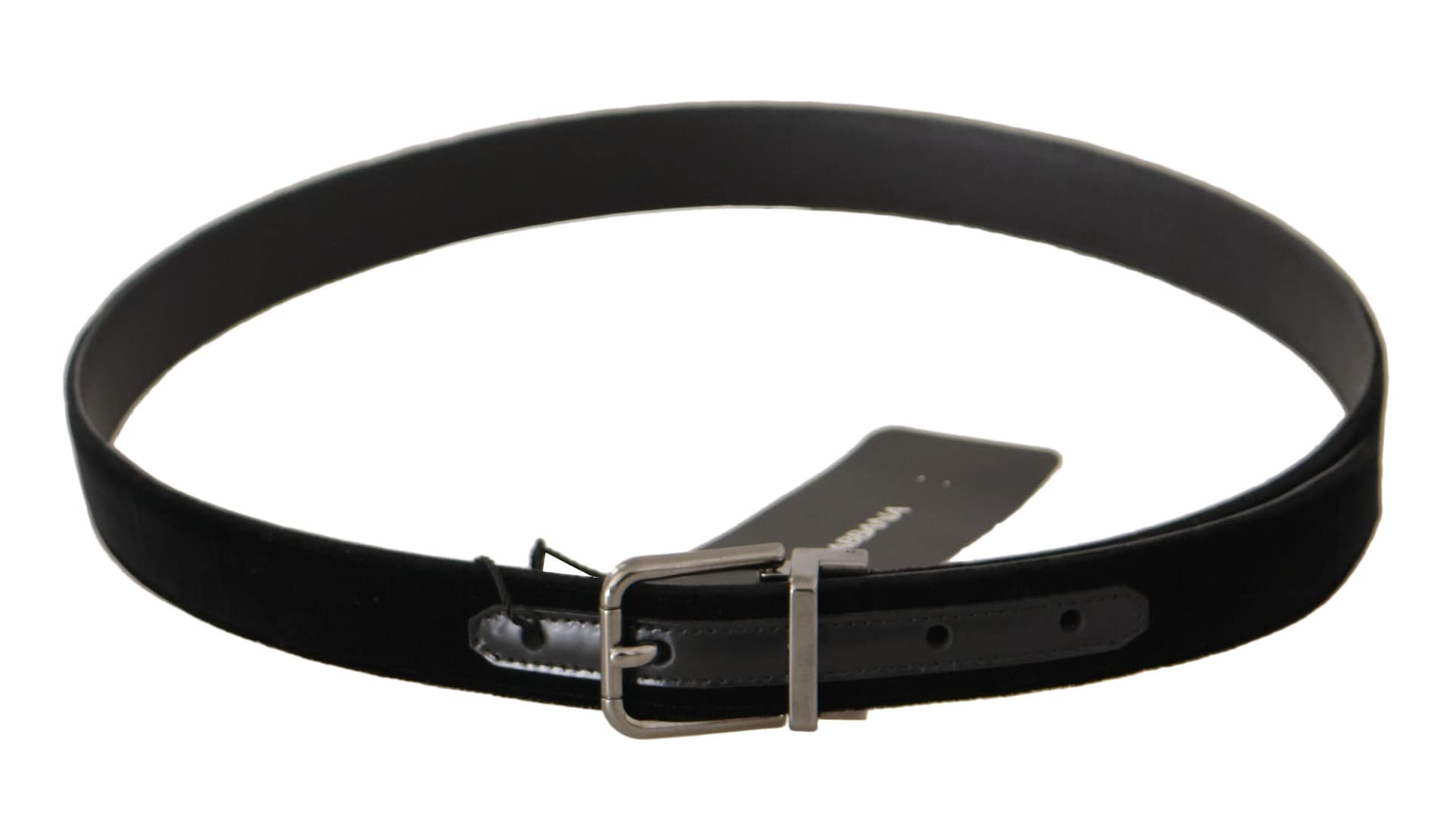 Dolce & Gabbana Black Cotton Silver Tone Metal Buckle Belt - Image 3