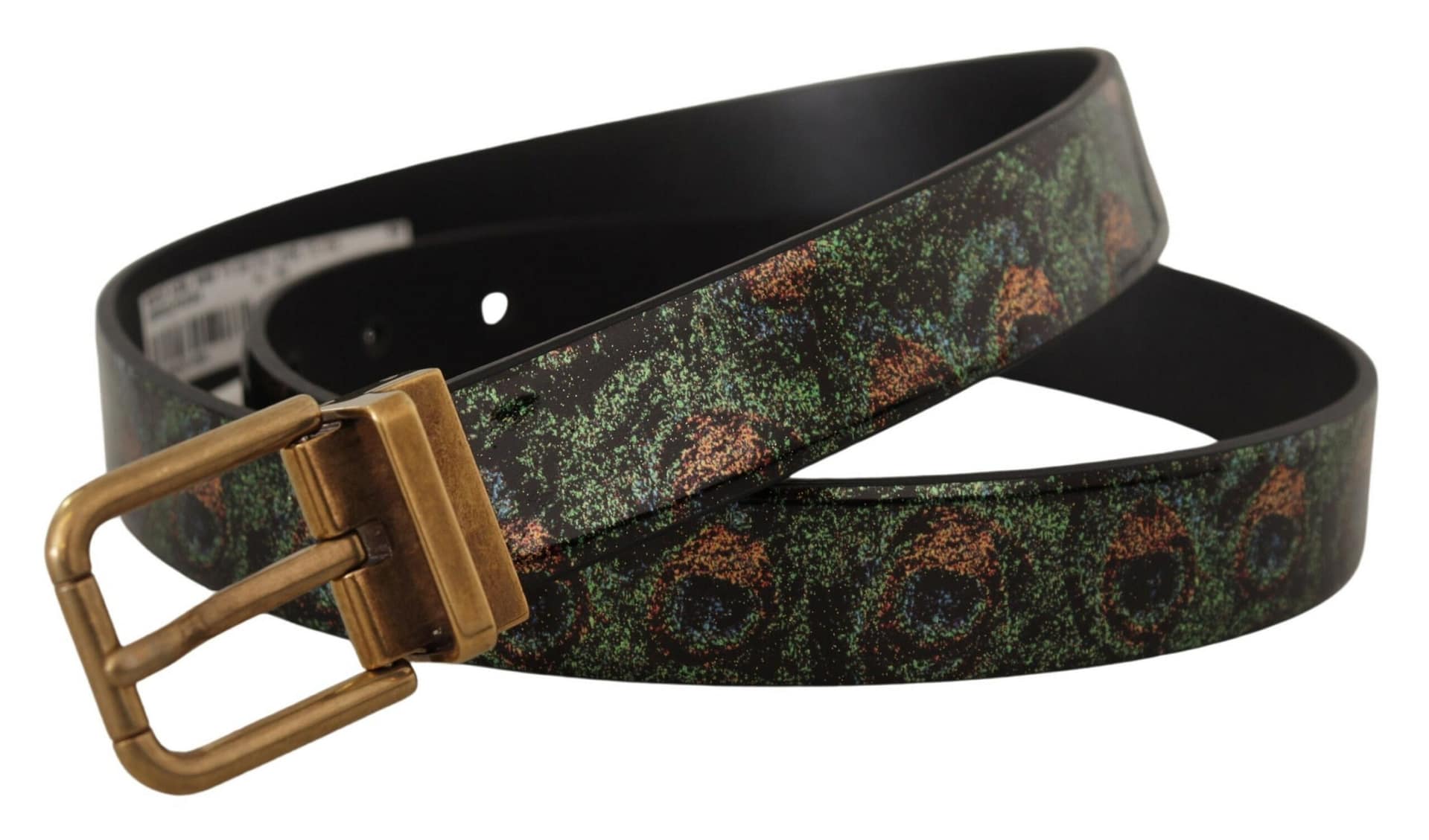 Dolce & Gabbana Multicolor Leather Vernice Pavone Bronze Metal Belt - Image 2