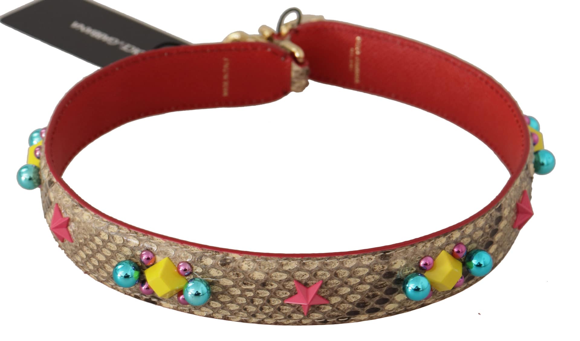 Dolce & Gabbana Beige Python Leather Crystals Shoulder Strap - Image 5