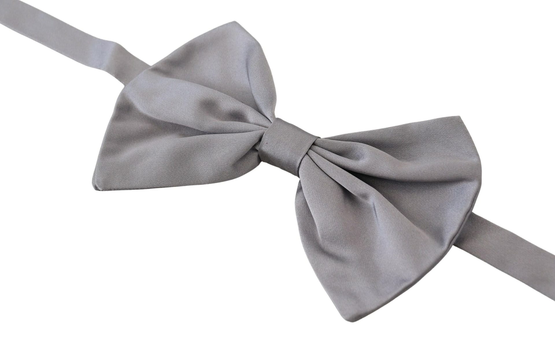 Dolce & Gabbana Bow Tie Men Silver Gray Silk Adjustable Neck Papillon - Image 2