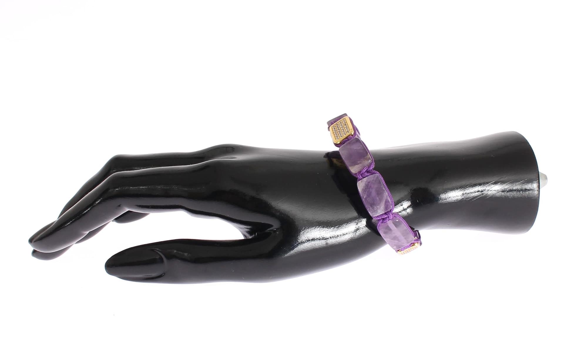 Nialaya CZ Amethyst 18K Gold 925 Bracelet - Image 3