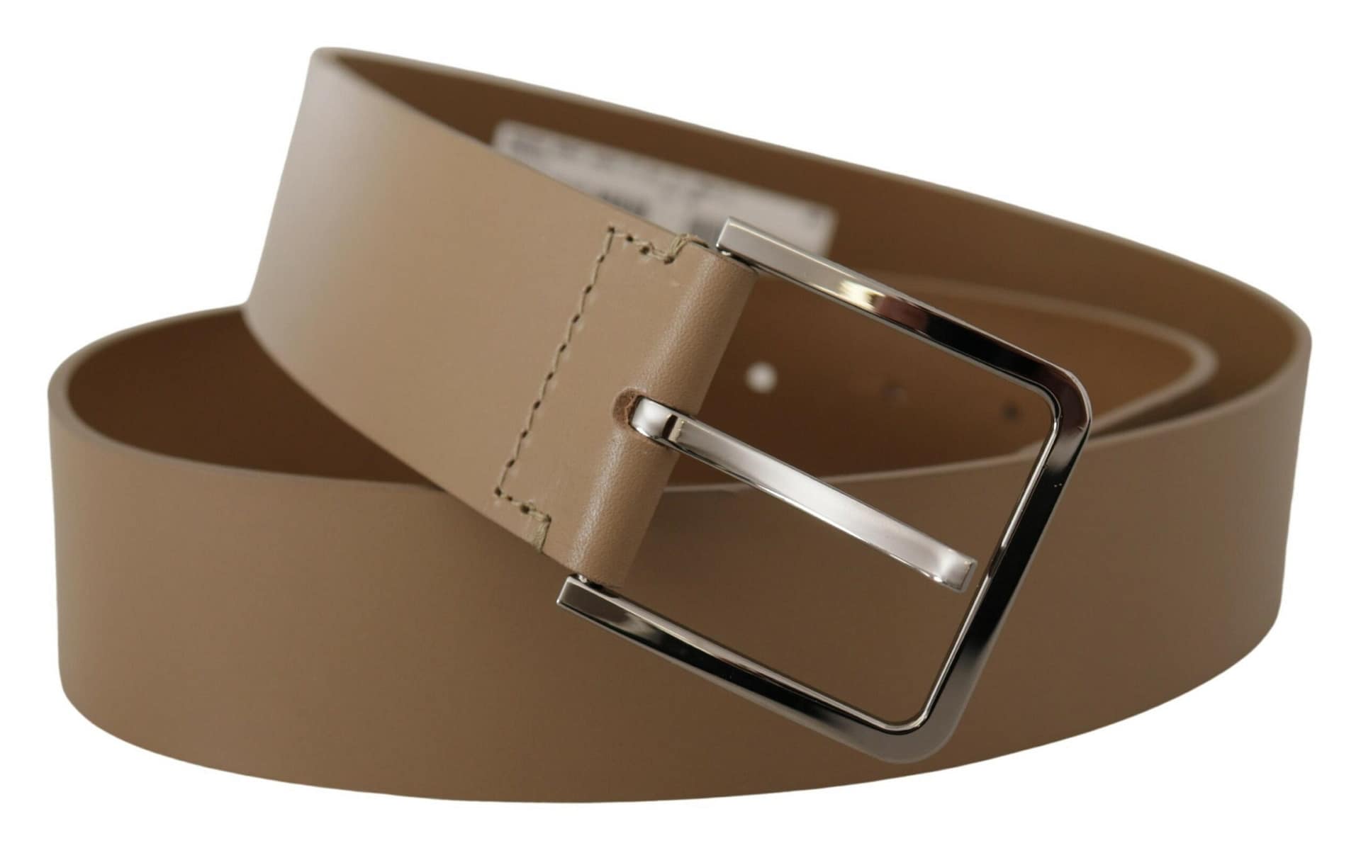 Dolce & Gabbana Beige Calf Leather Wide Silver Metal Belt - Image 2