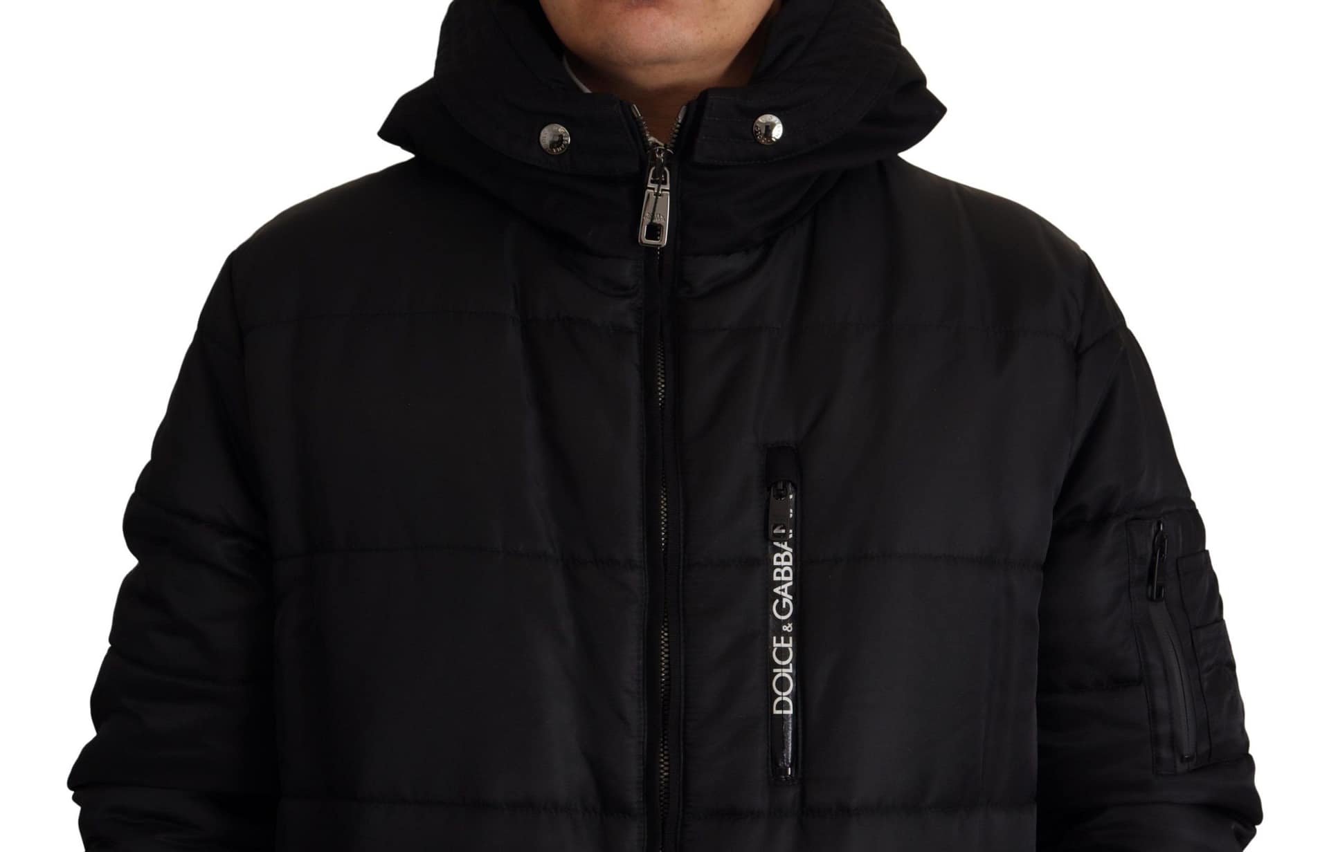 Dolce & Gabbana Black Nylon Hooded Parka Coat Winter Jacket - Image 4