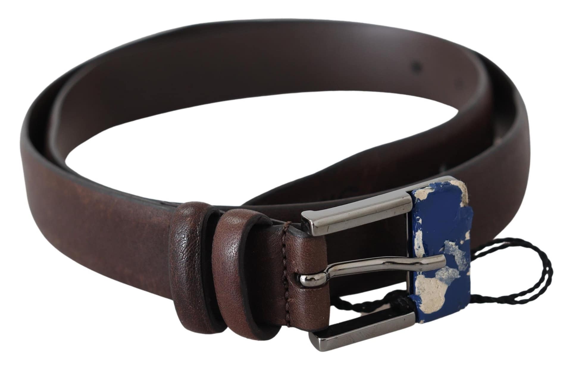 Costume National Brown Genuine Leather Silver Buckle Belt - Image 3
