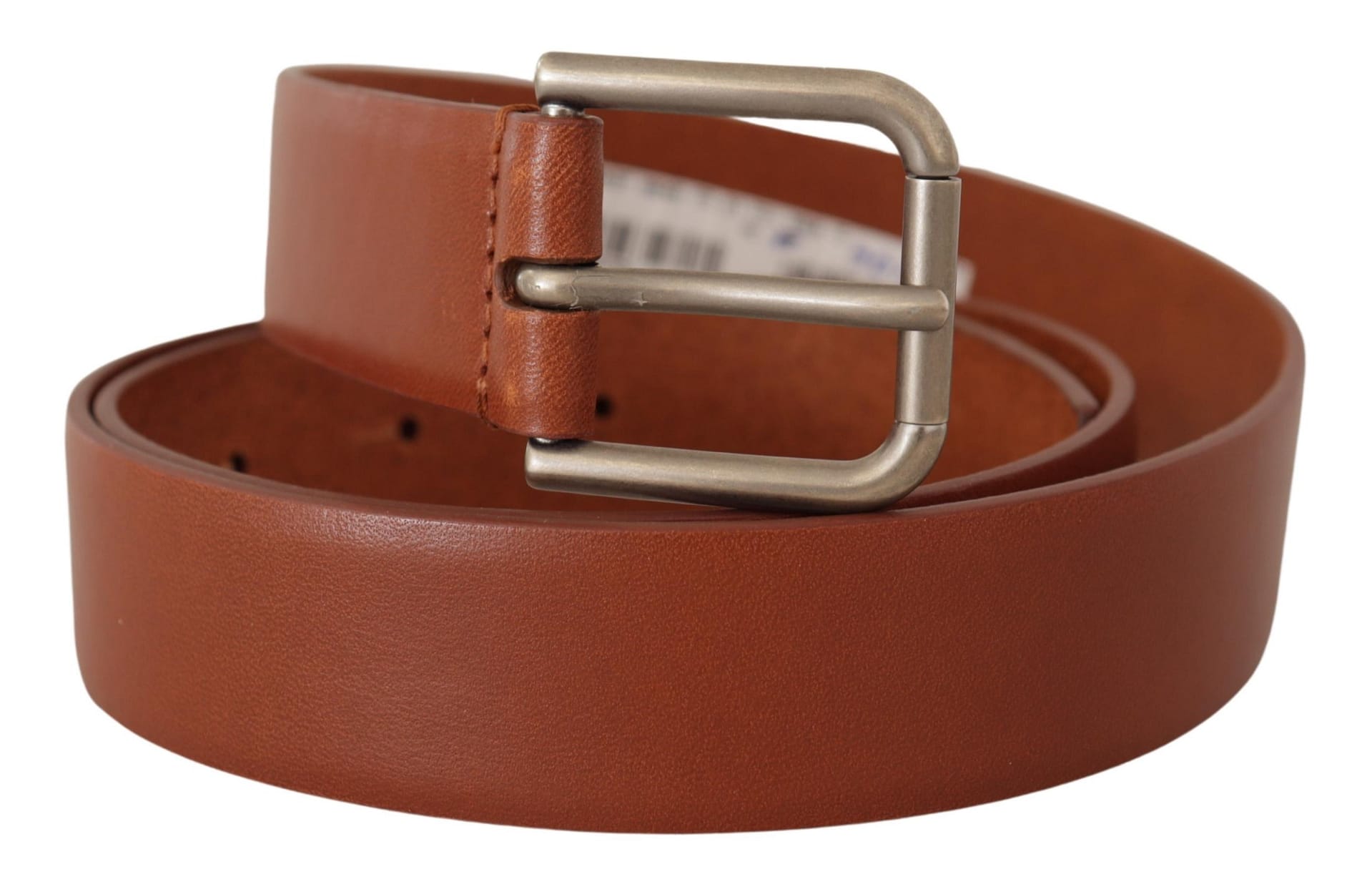 Dolce & Gabbana Brown Calf Leather Silver Tone Metal Buckle Belt - Image 2