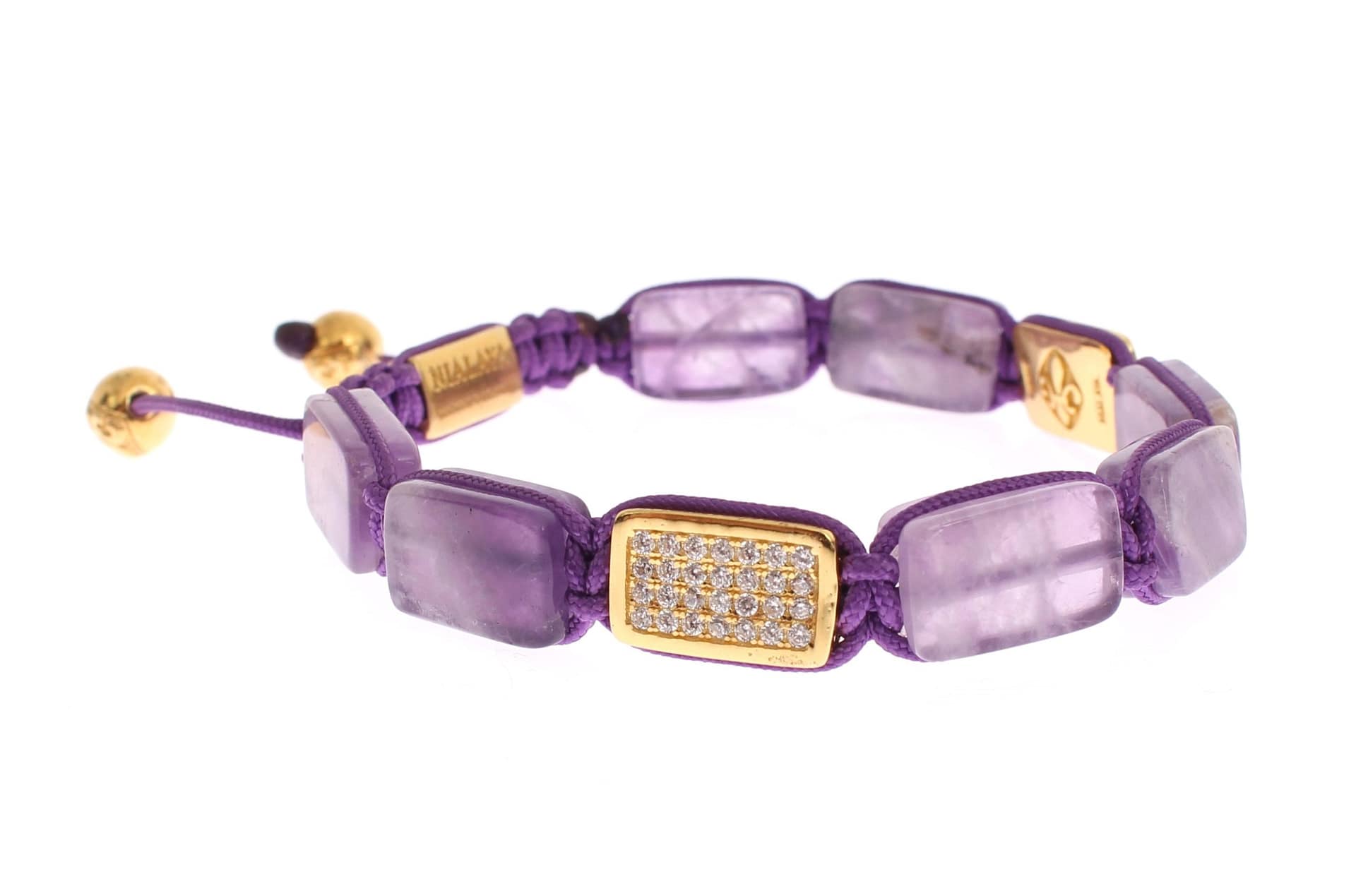 Nialaya CZ Amethyst 18K Gold 925 Bracelet - Image 6