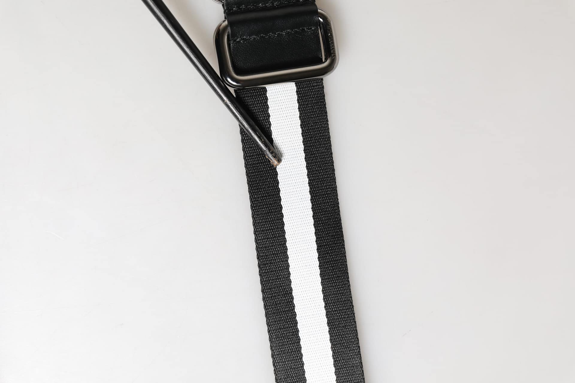 Dolce & Gabbana Men Black White Nylon Logo Metal Buckle Belt - Image 8