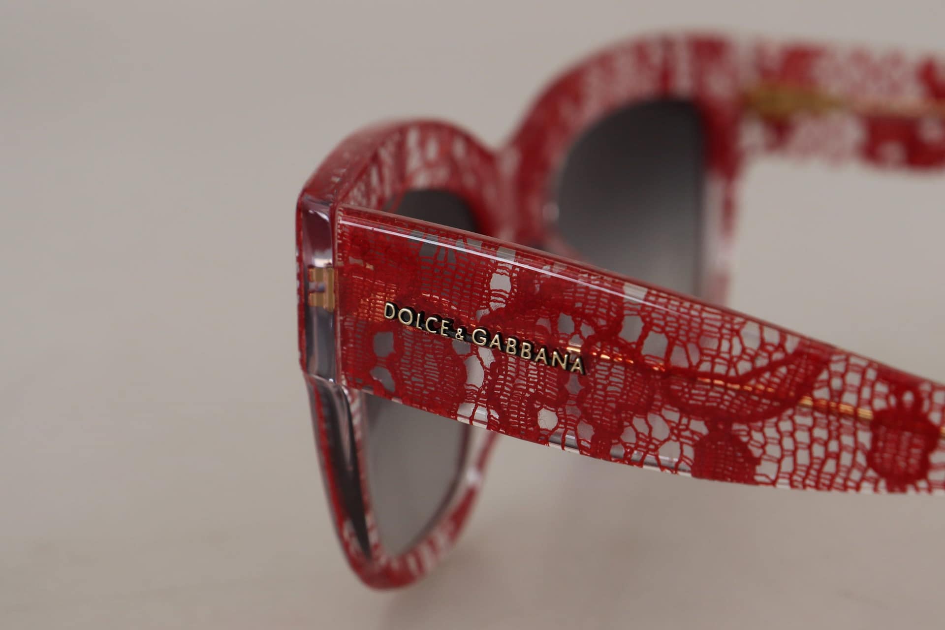 Dolce & Gabbana Red Lace Acetate Rectangle Shades DG4231F Sunglasses - Image 8