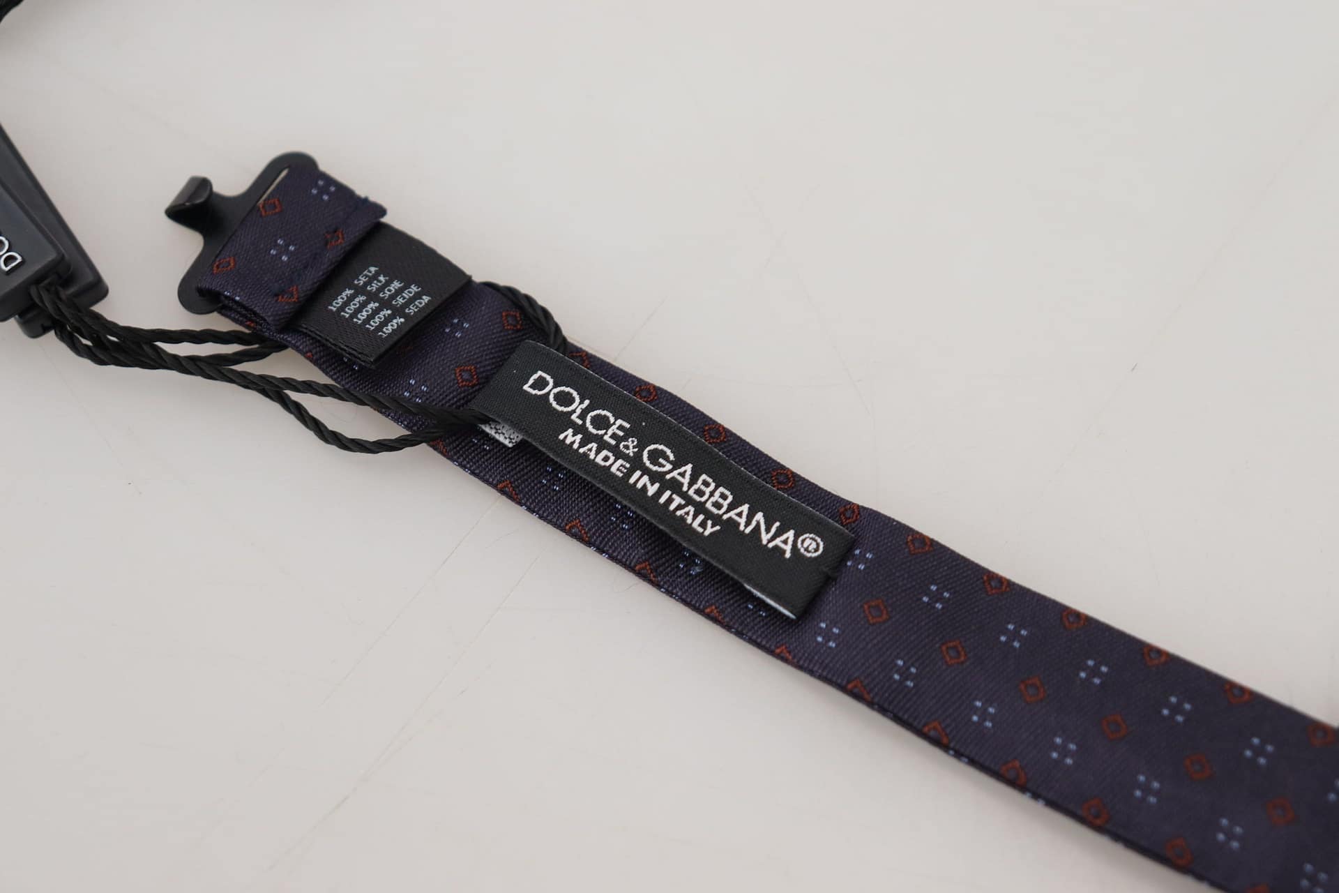 Dolce & Gabbana Blue Pattern Silk Adjustable Neck Papillon Bow Tie - Image 4