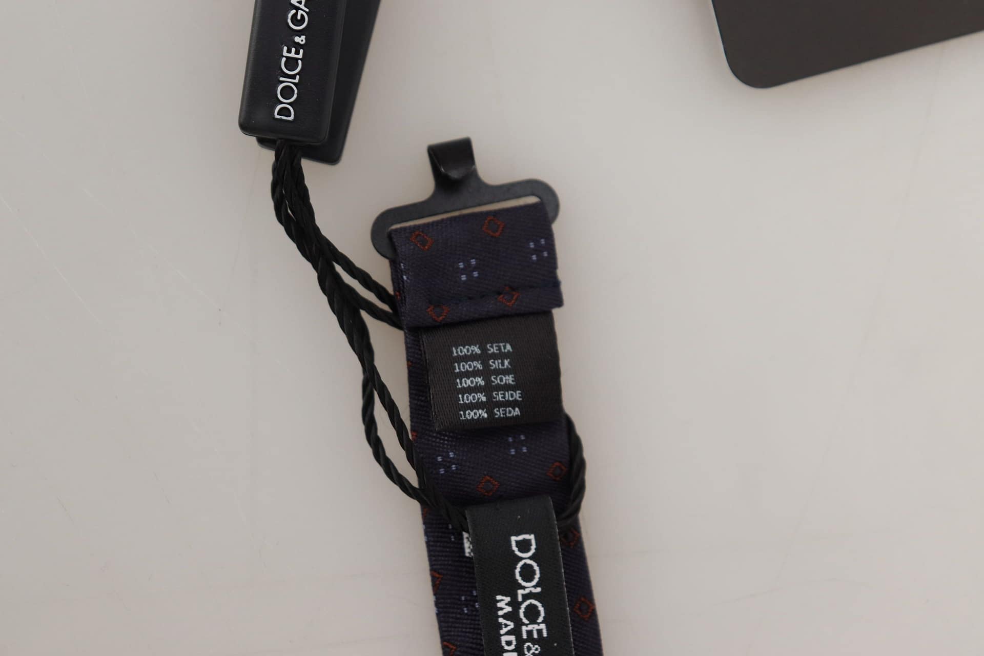 Dolce & Gabbana Blue Pattern Silk Adjustable Neck Papillon Bow Tie - Image 5