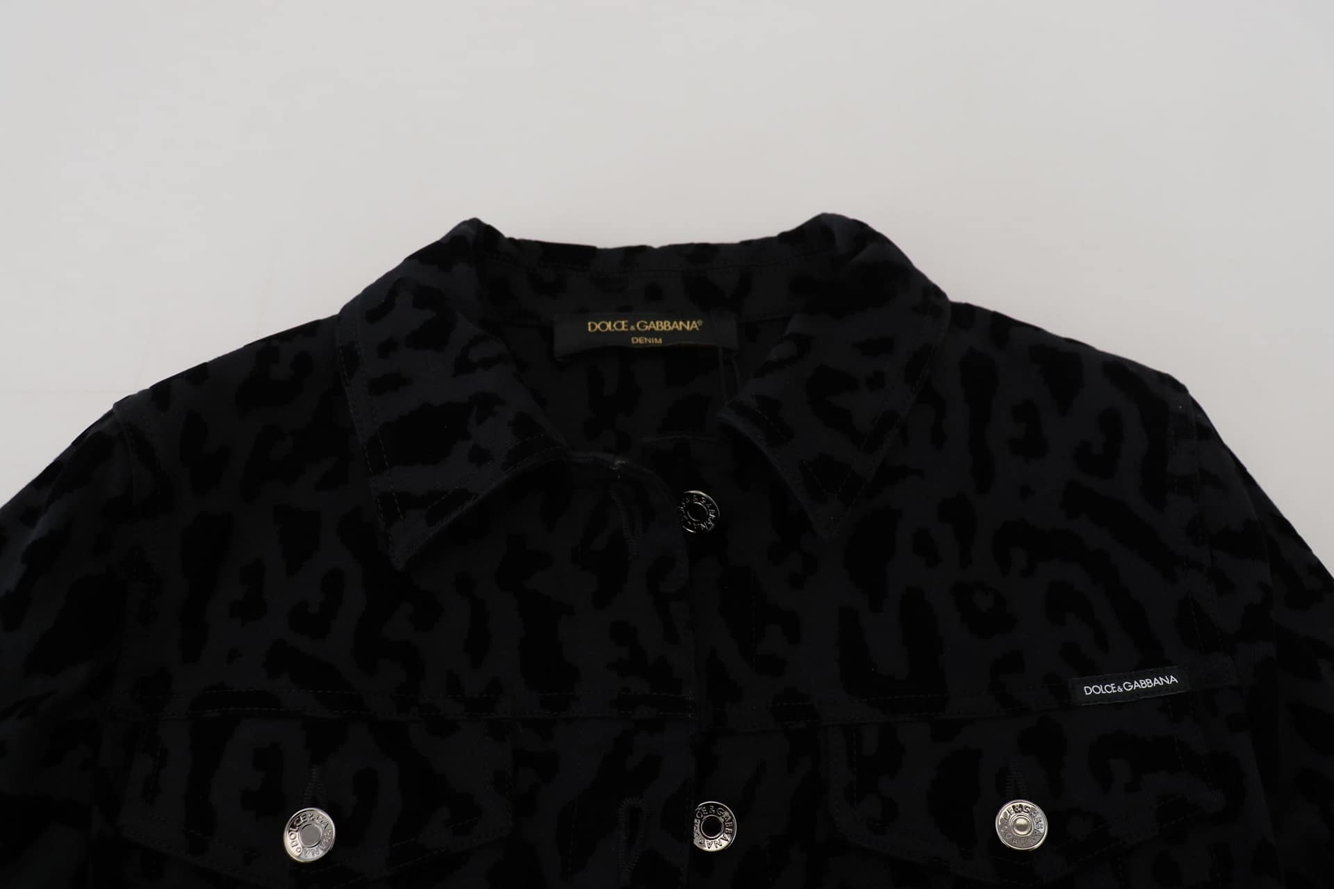 Dolce & Gabbana Black Leopard Long Sleeve Denim Cotton Jacket - Image 5