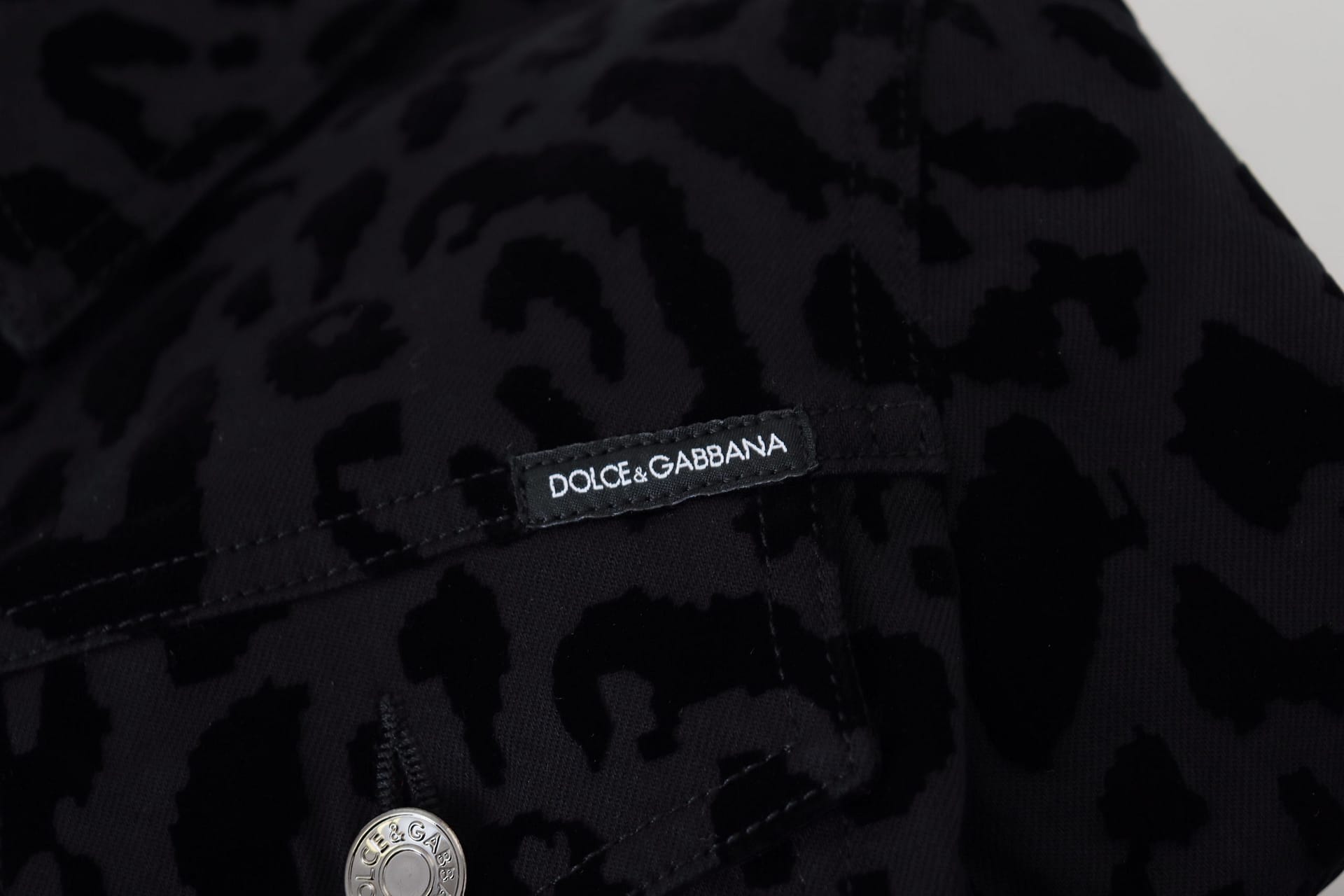 Dolce & Gabbana Black Leopard Long Sleeve Denim Cotton Jacket - Image 8